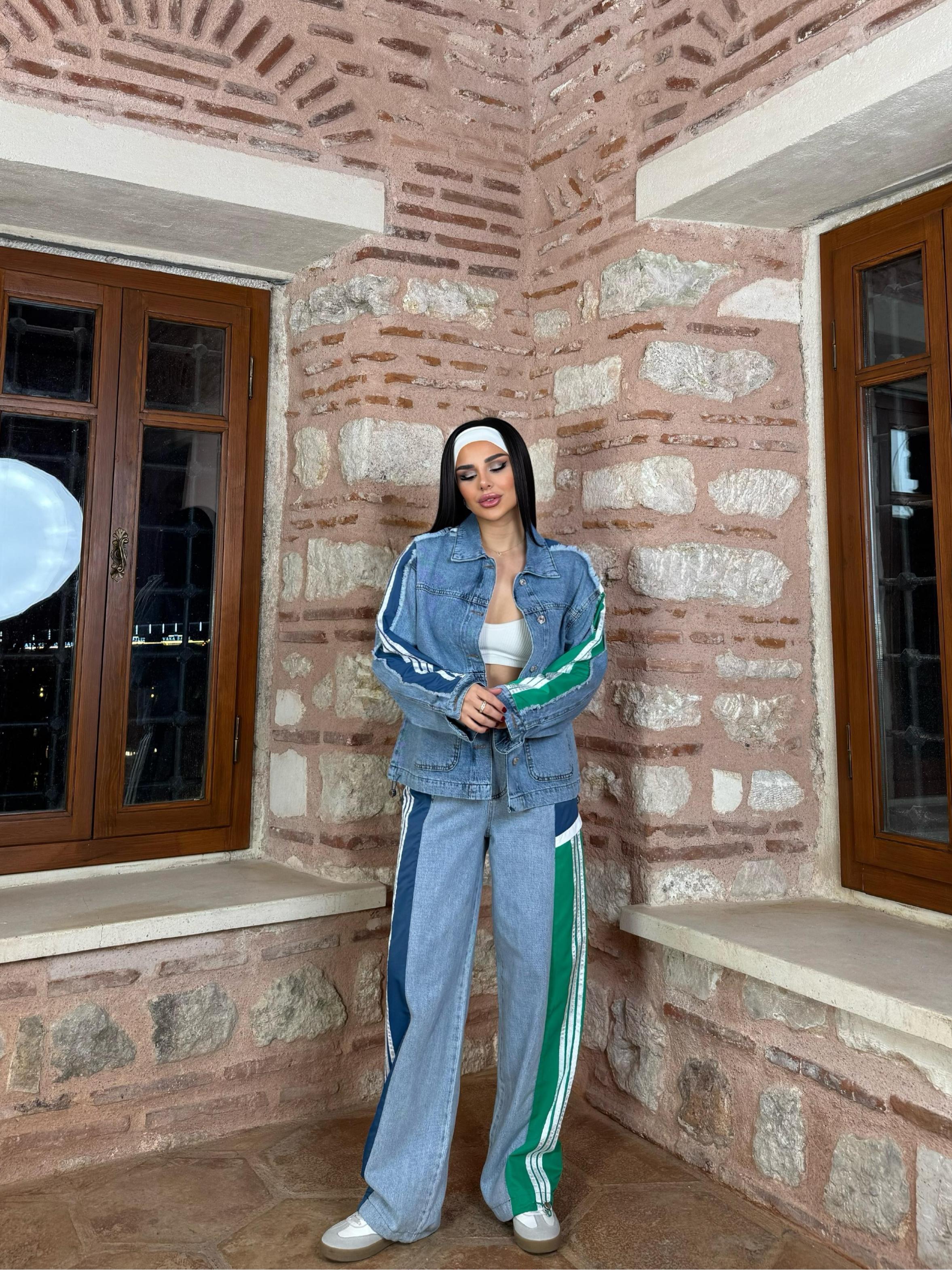 Delux  Tasarım Jean Takım Yeşil