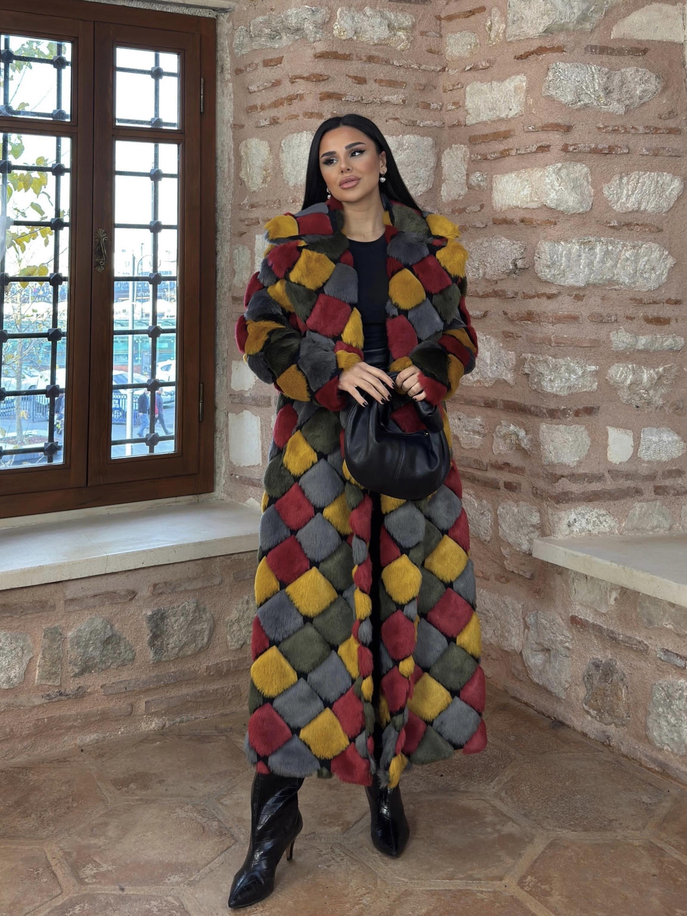 Colors Kürk Kaban Çok Renkli