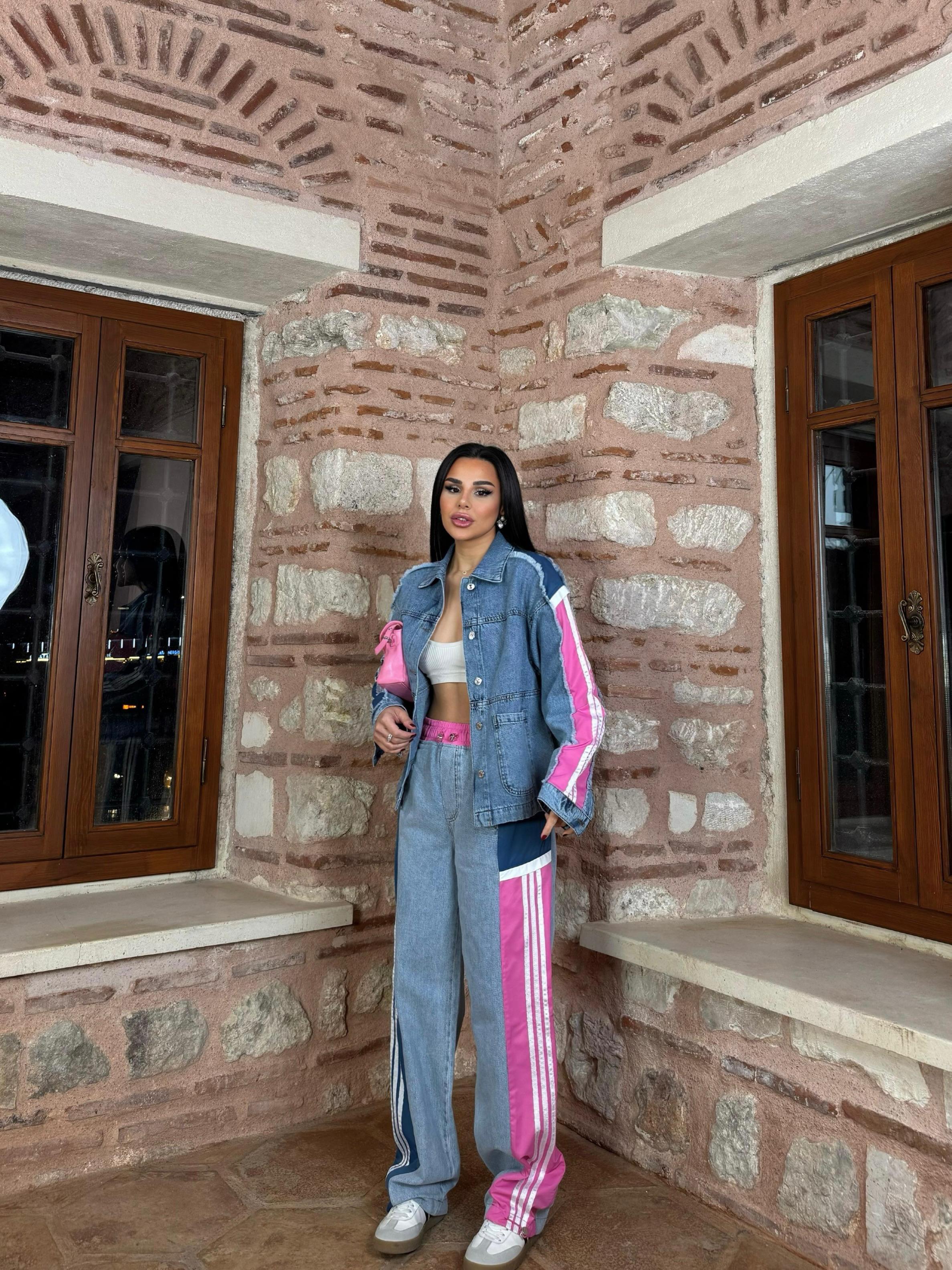Delux Tasarım Jean Takım Pembe