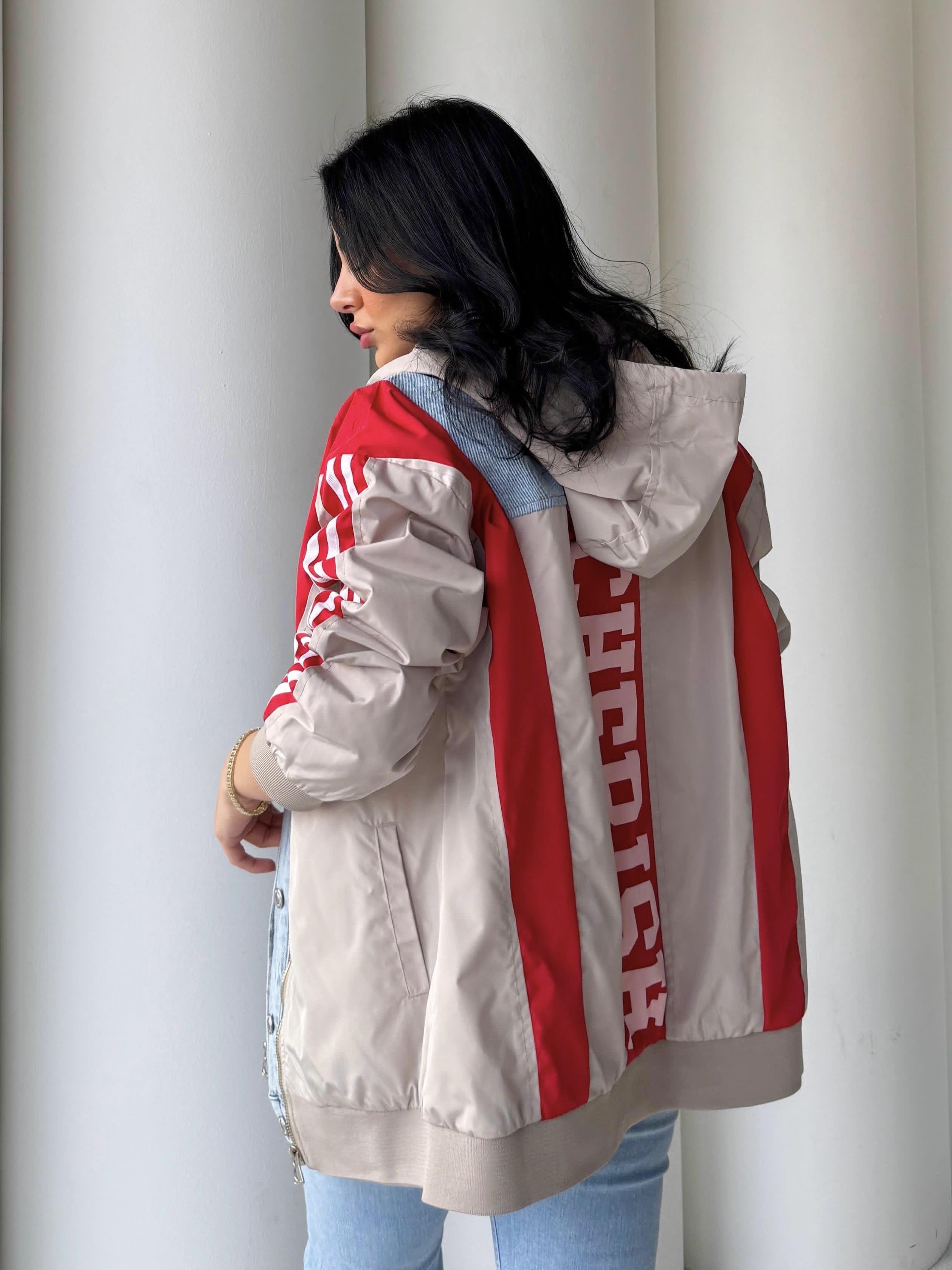 Cherıs Denim Detaylı Paraşüt Bej
