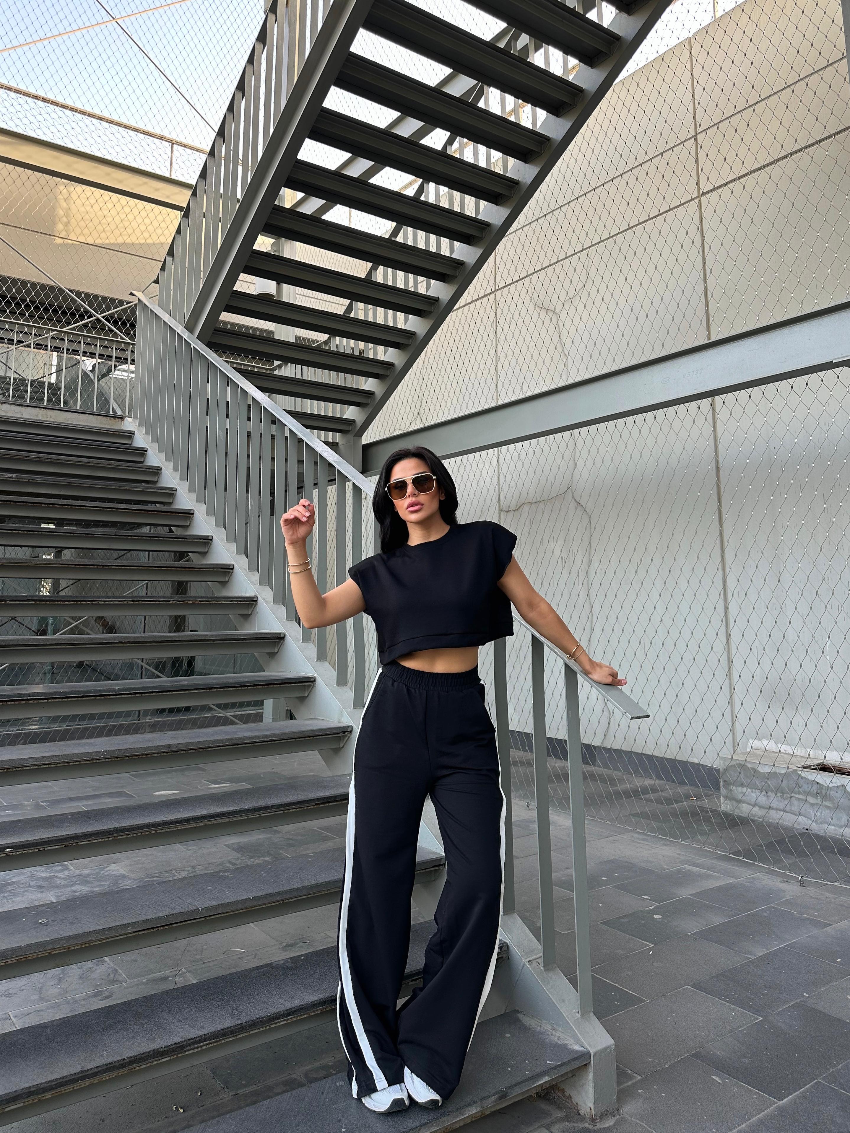 Vatkalı Oversize Crop Siyah