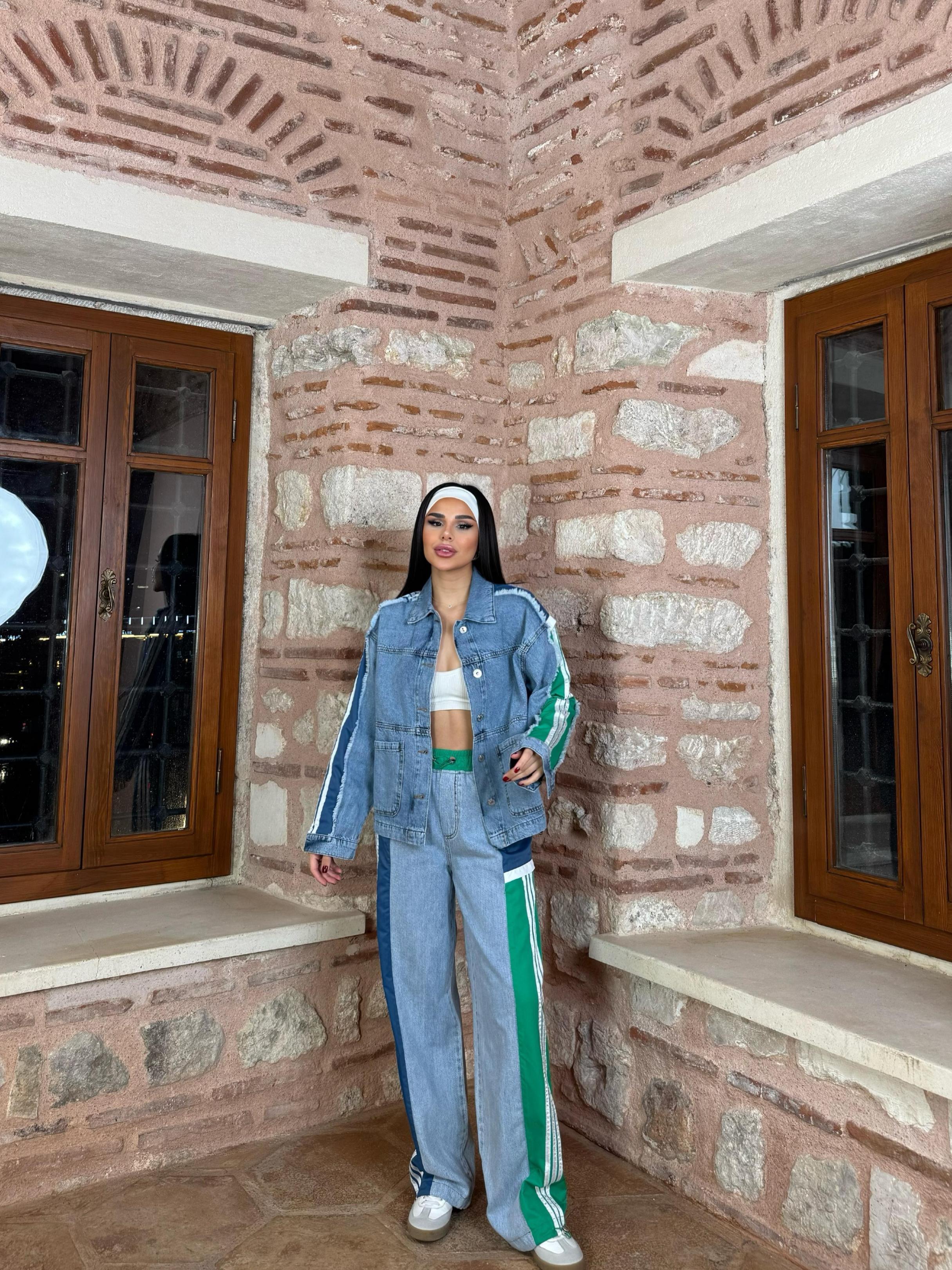 Delux  Tasarım Jean Takım Yeşil