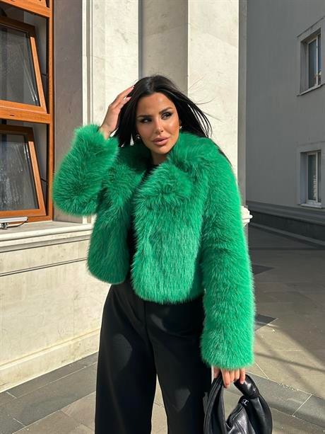 Crop Mini Kürk Yeşil