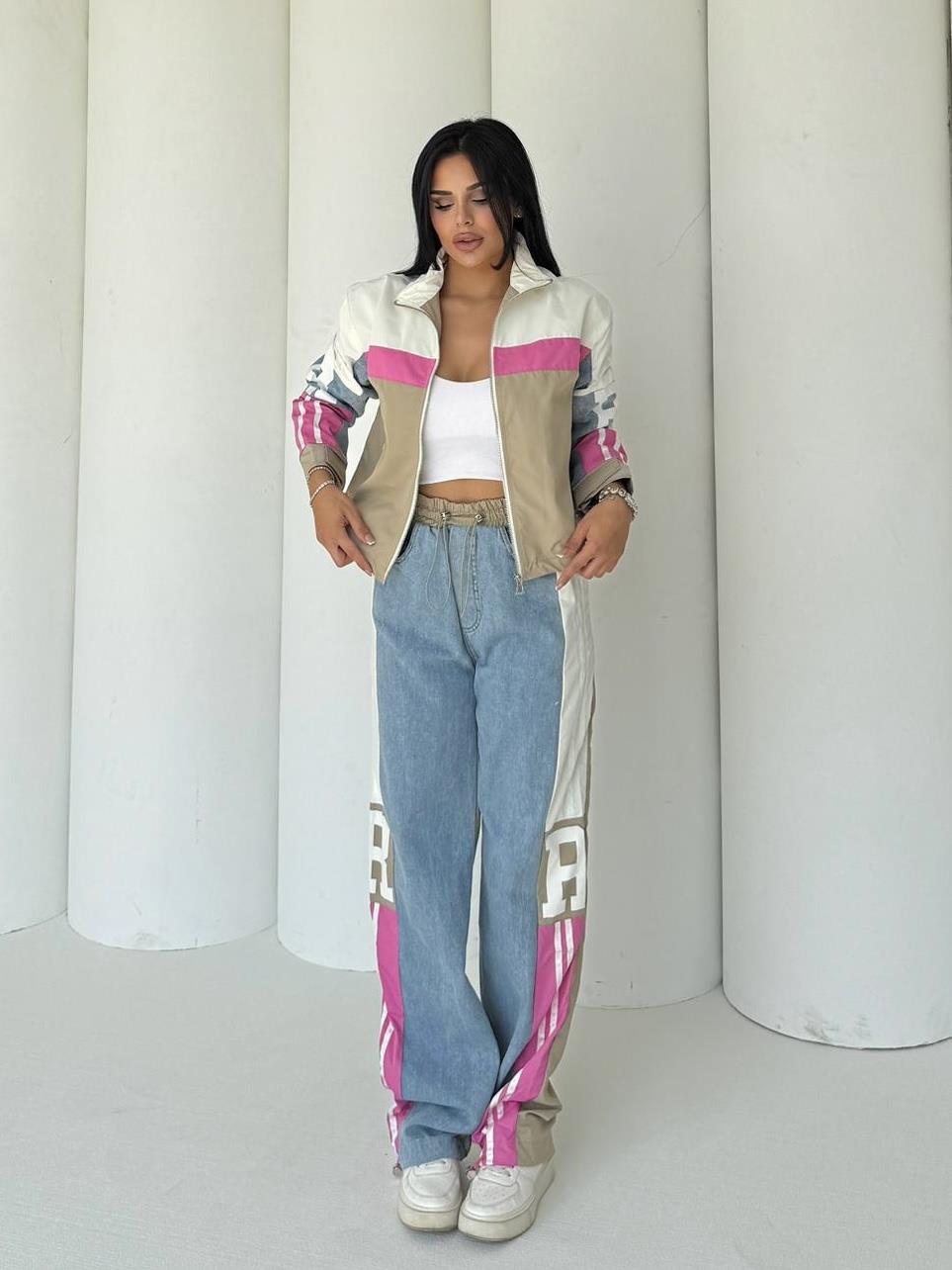 Joinas Denim Detaylı Paraşüt Spor Takım Bej