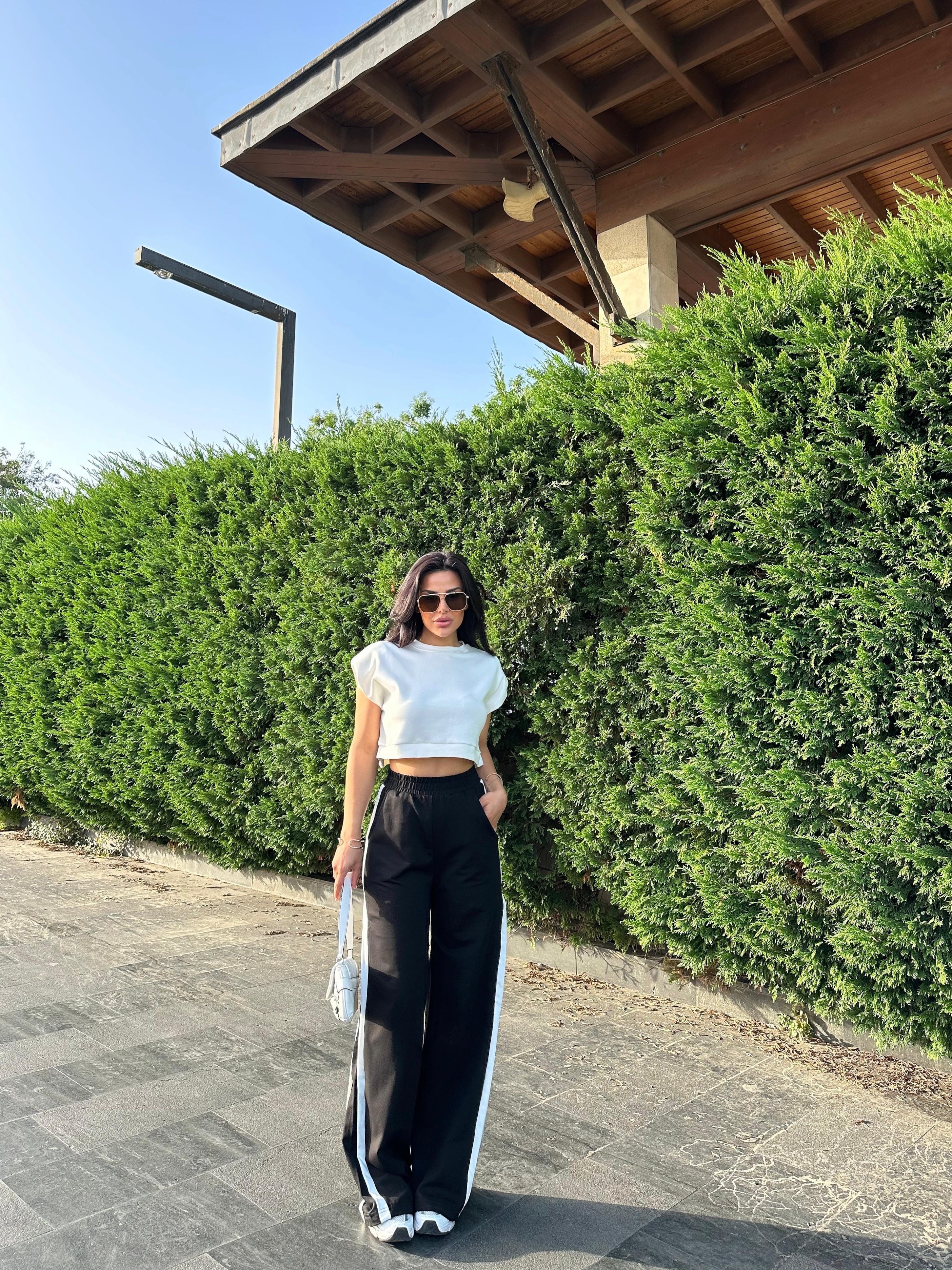 Vatkalı Oversize Crop Beyaz