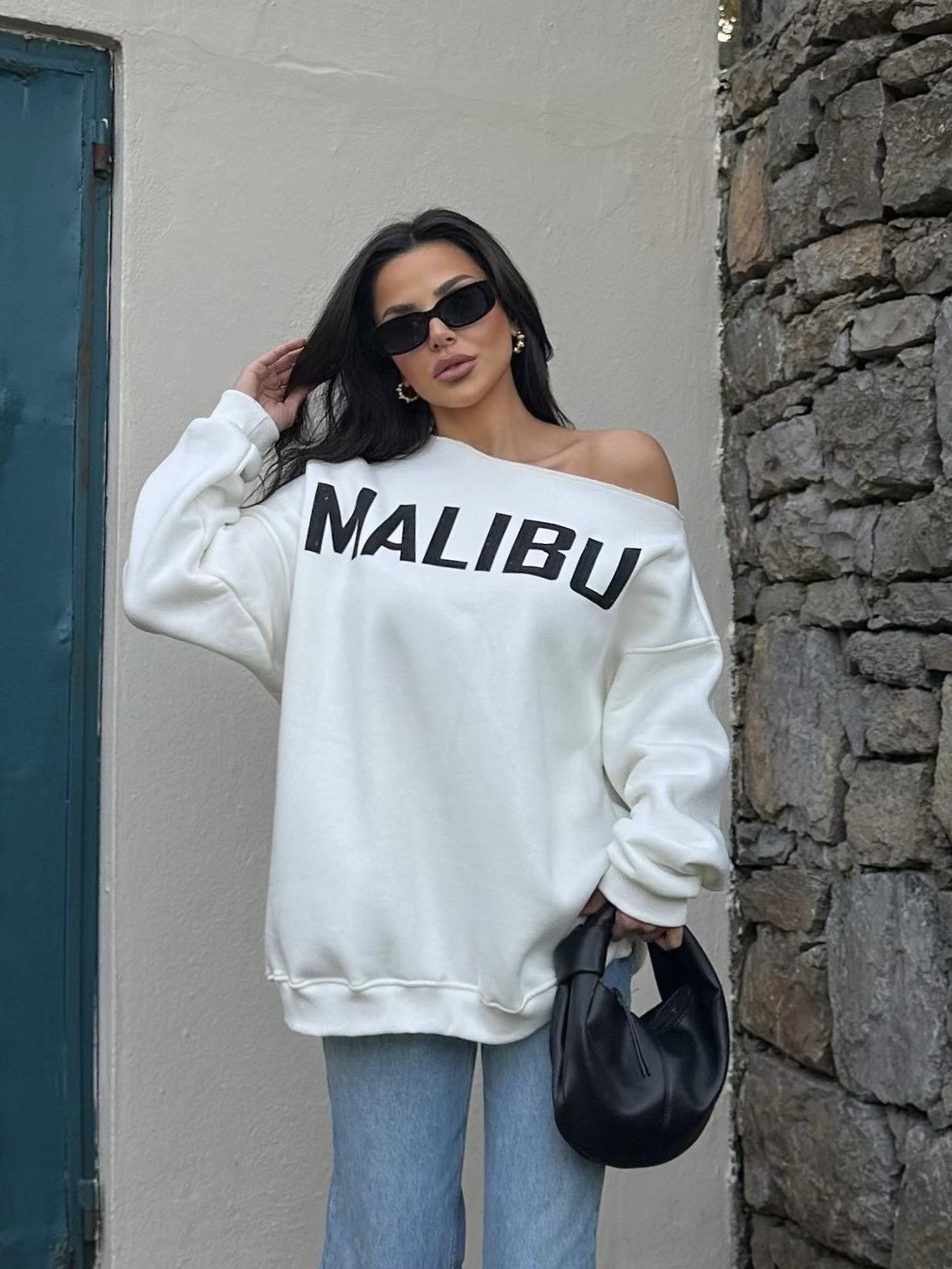 Malibu Pamuklu Sweatshirt Beyaz