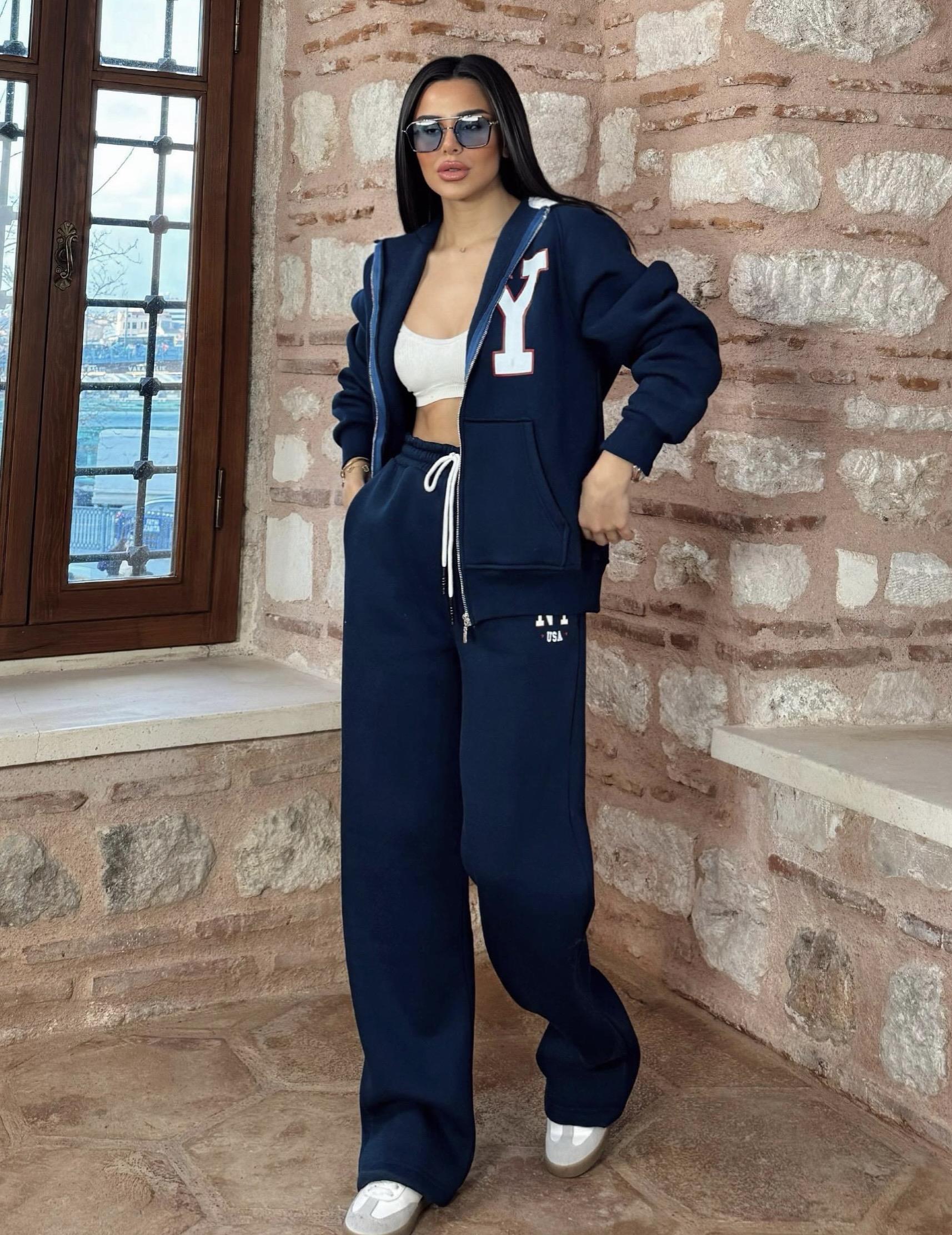 NY Fermuarlı Spor Takım Lacivert