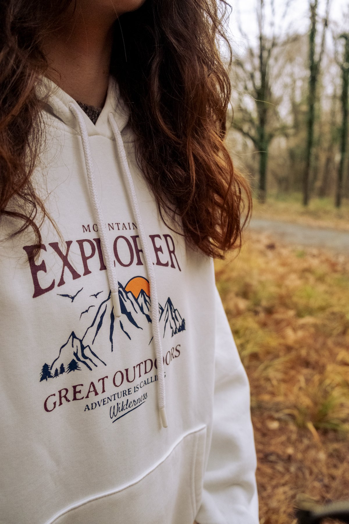 Unisex Explorer Baskılı Kapüşonlu Kanguru Cep İçi Yumuşak Polarlı Oversize Hoodie