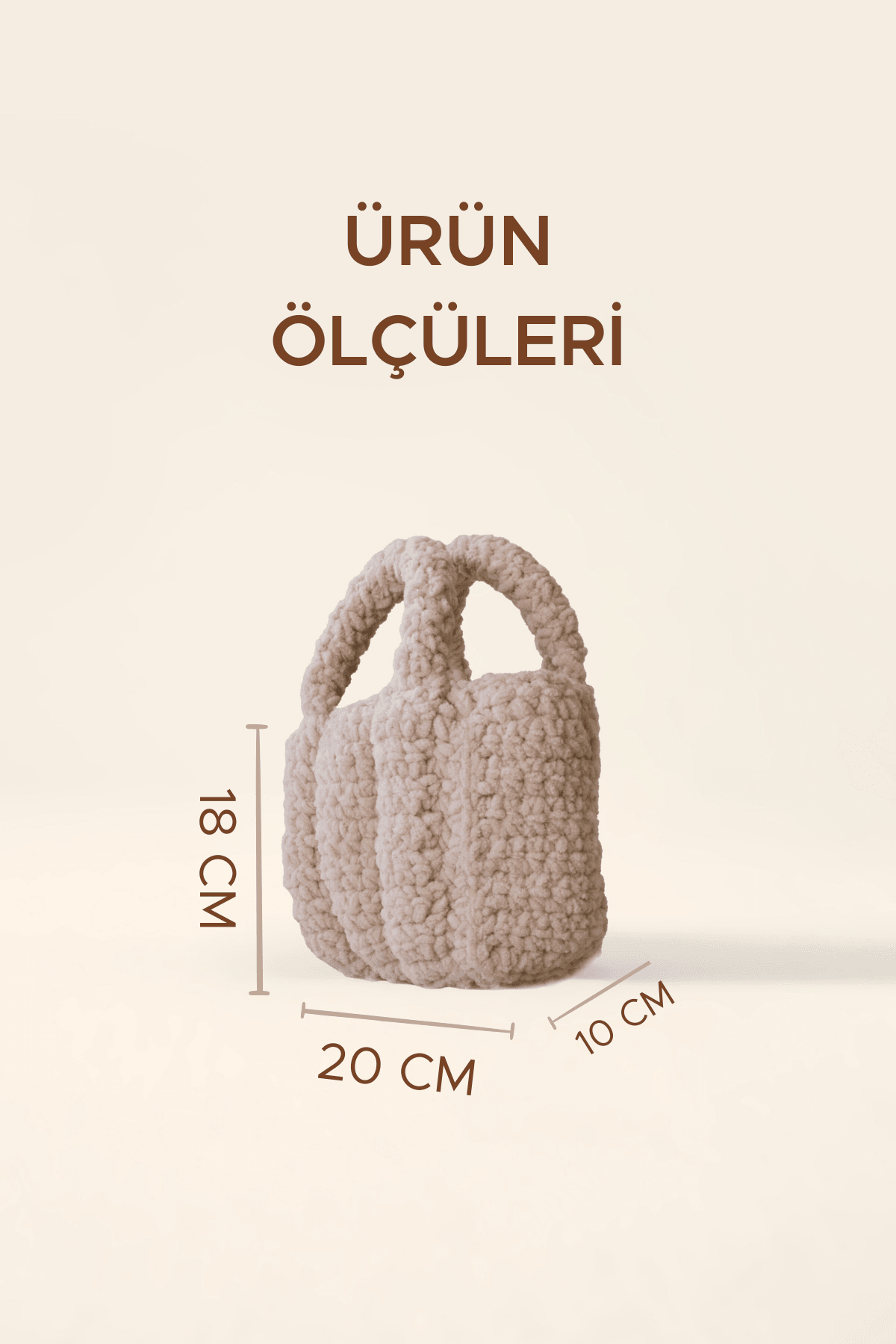 Handmade Kahverengi Kadife İplik Örgüsü Mini Kol Çantası