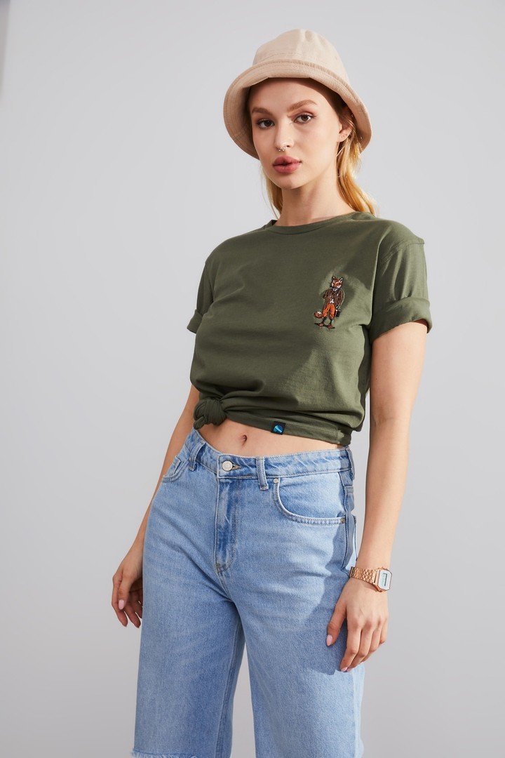 Unisex Tilki Nakışlı T-shirt
