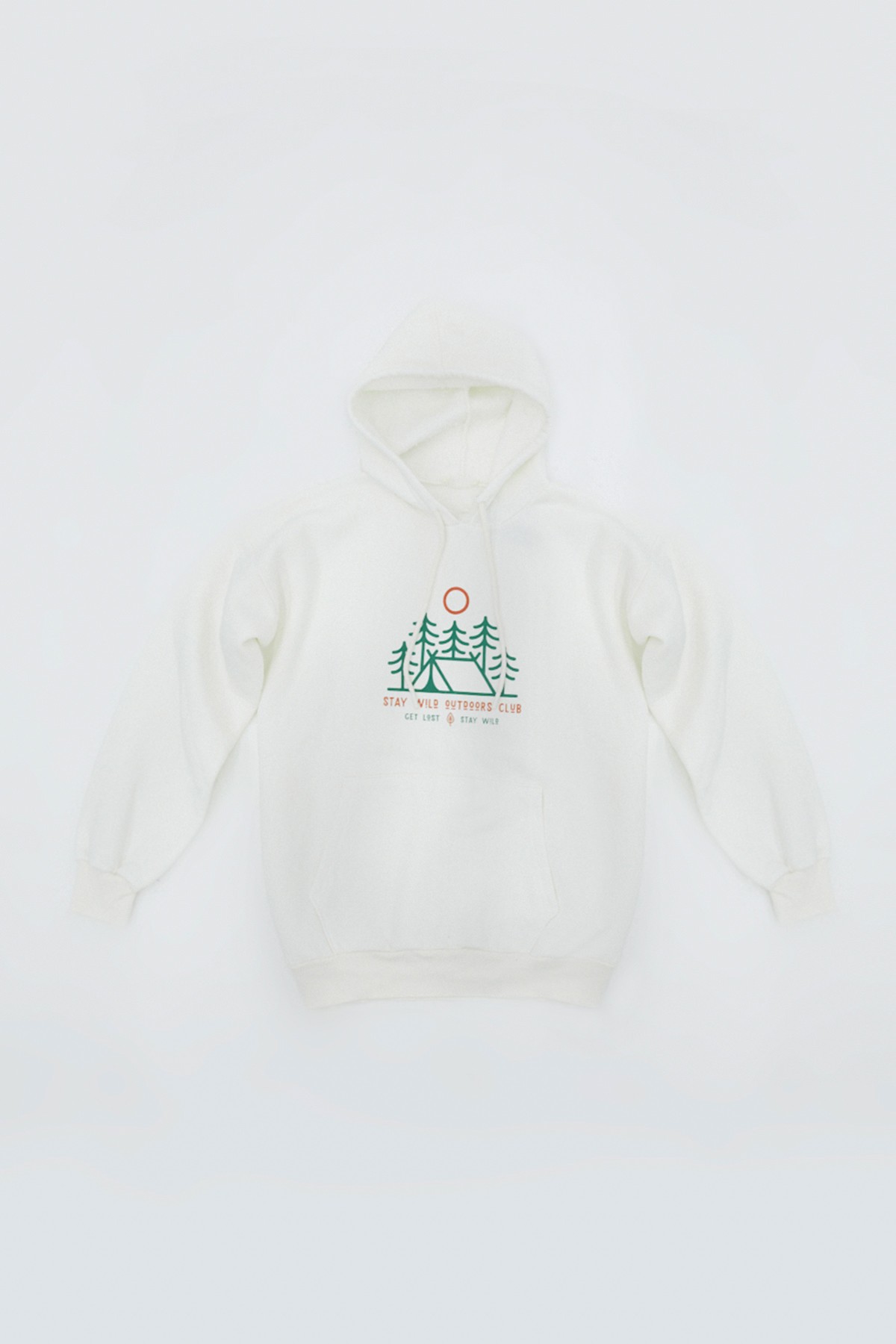 Unisex Wild Camp Baskılı Kapüşonlu Kanguru Cep İçi Yumuşak Polarlı Oversize Hoodie