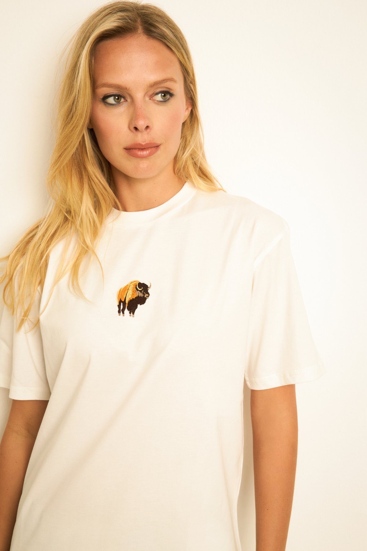 Unisex Bufalo Nakışlı Oversize Premium Penye Kısa Kol T-Shirt
