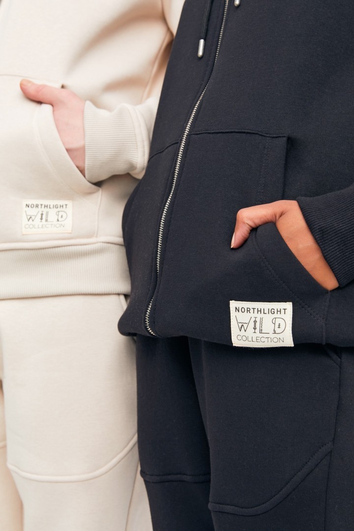 Unisex Find Your Wild Parça Baskılı Dikim İçi Yumuşak Dokulu Fermuarlı Oversize Kapüşonlu Takım