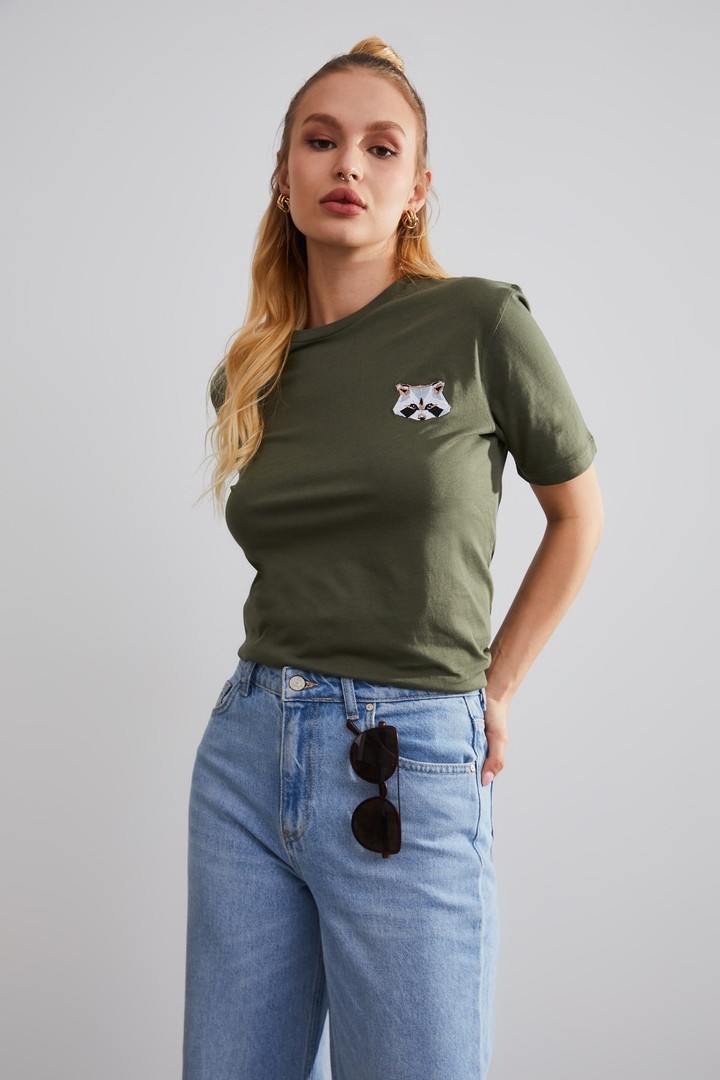 Unisex Rakun Nakışlı T-shirt