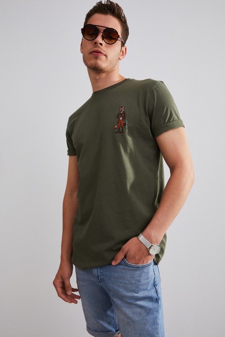Unisex Tilki Nakışlı T-shirt