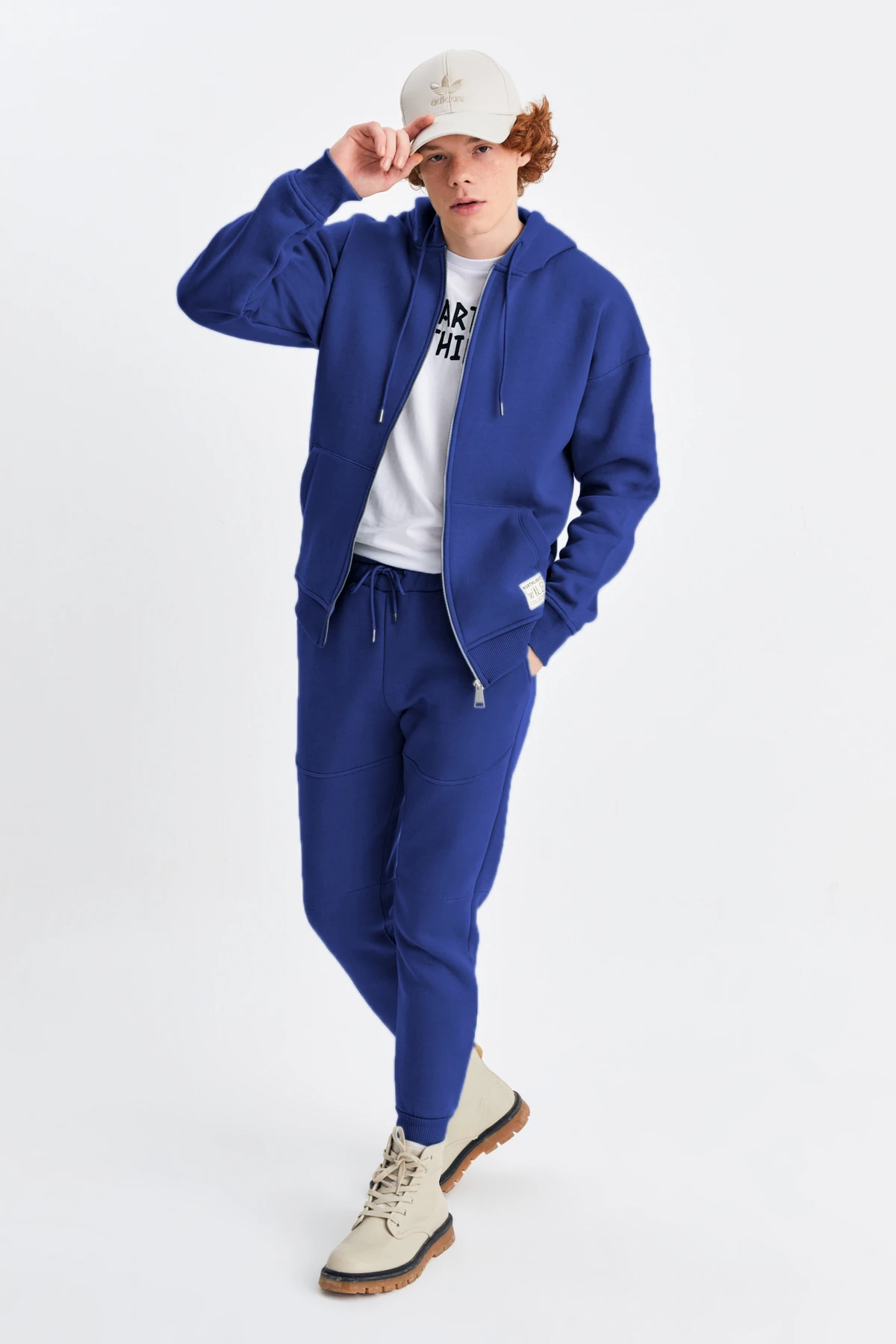 Unisex I'll Go Anywhere With You Parça Baskılı Dikim İçi Yumuşak Dokulu Fermuarlı Oversize Kapüşonlu Takım