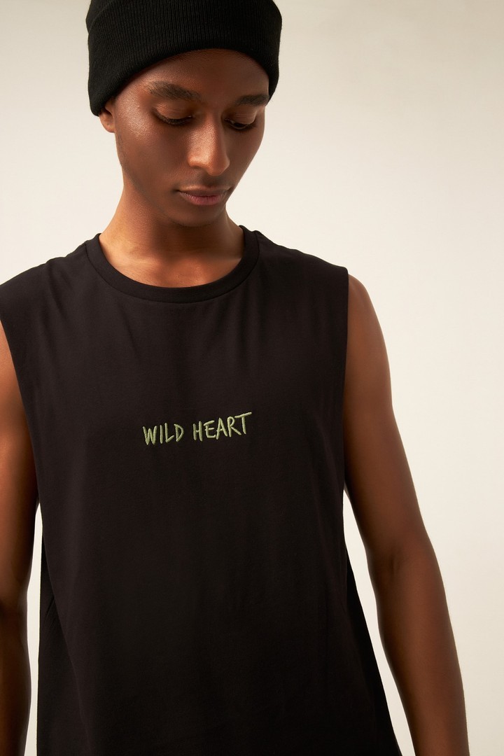 Unisex Wild Heart Nakışlı Arkası Bohem Baskılı Premium Penye Kolsuz Tshirt