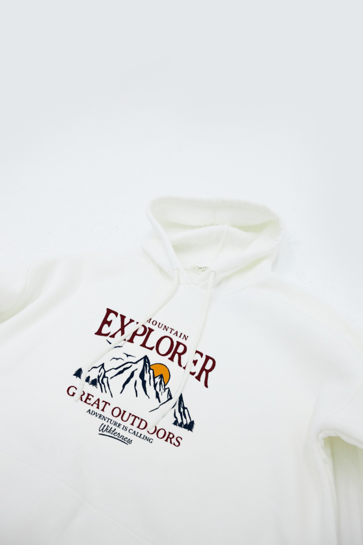 Unisex Explorer Baskılı Kapüşonlu Kanguru Cep İçi Yumuşak Polarlı Oversize Hoodie