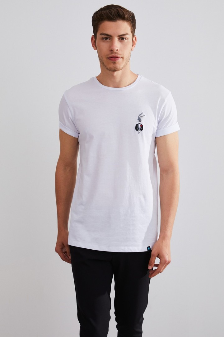 Unisex Bugs Bunny Nakışlı T-shirt - Beyaz