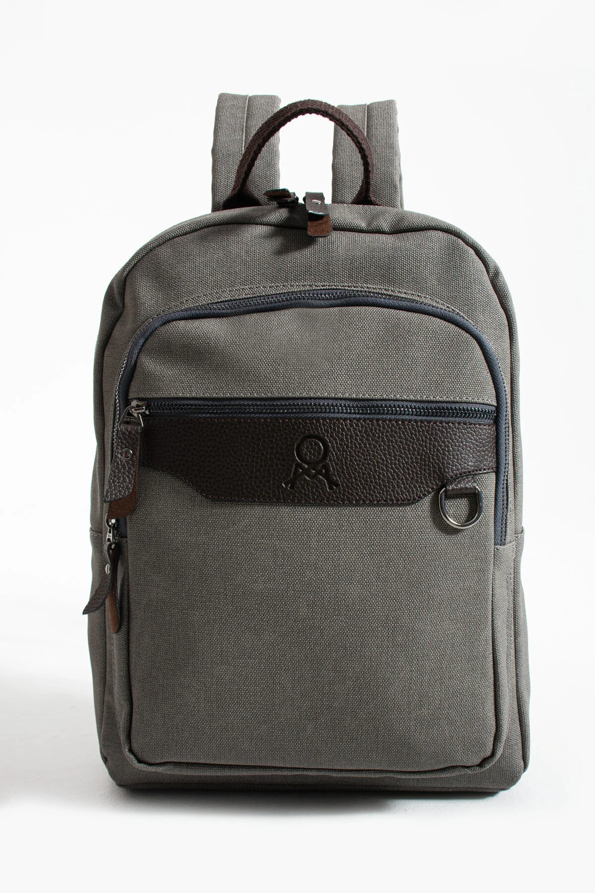 Premium Kanvas Kumaş Sırt Çantası Business Çanta 1.sınıf Kaliteli Kumaş Çanta - GRİ-KAHVERENGİ