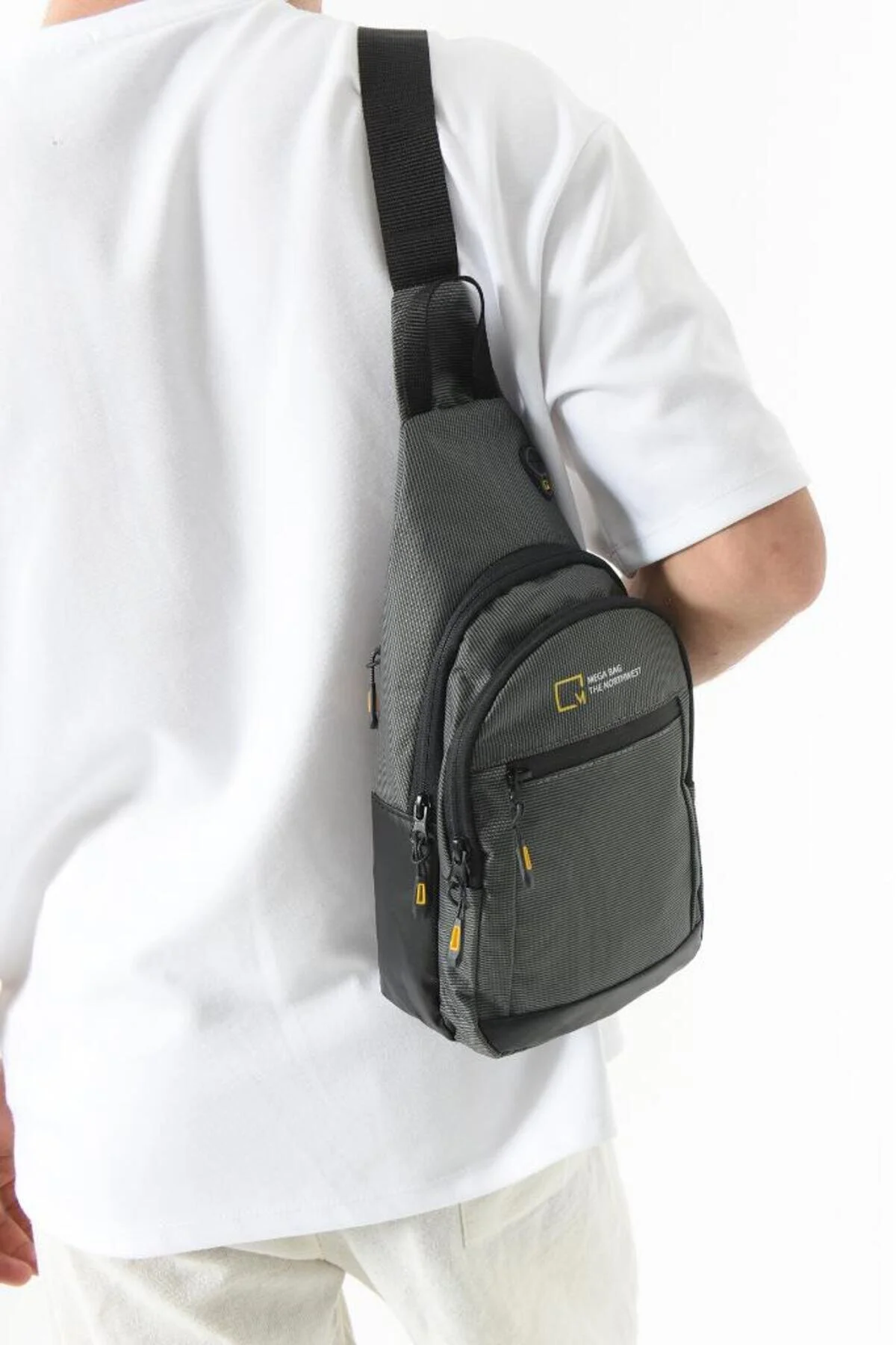Body Bag Çanta Sırt Çantası Erkek Göğüs Çantası Fonksiyonel Kullanım - GRİ
