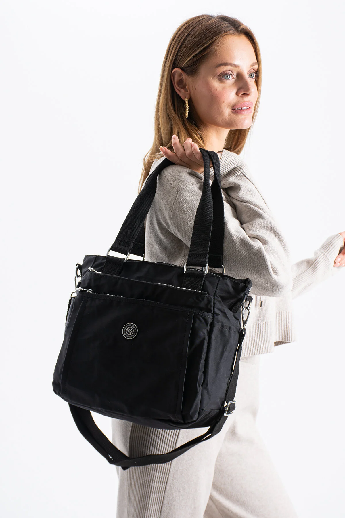 Büyük Boy 4 Bölmeli Suya Dayanıklı Paraşüt Kumaş Çapraz Ve Omuz Askılı Çanta - SİYAH