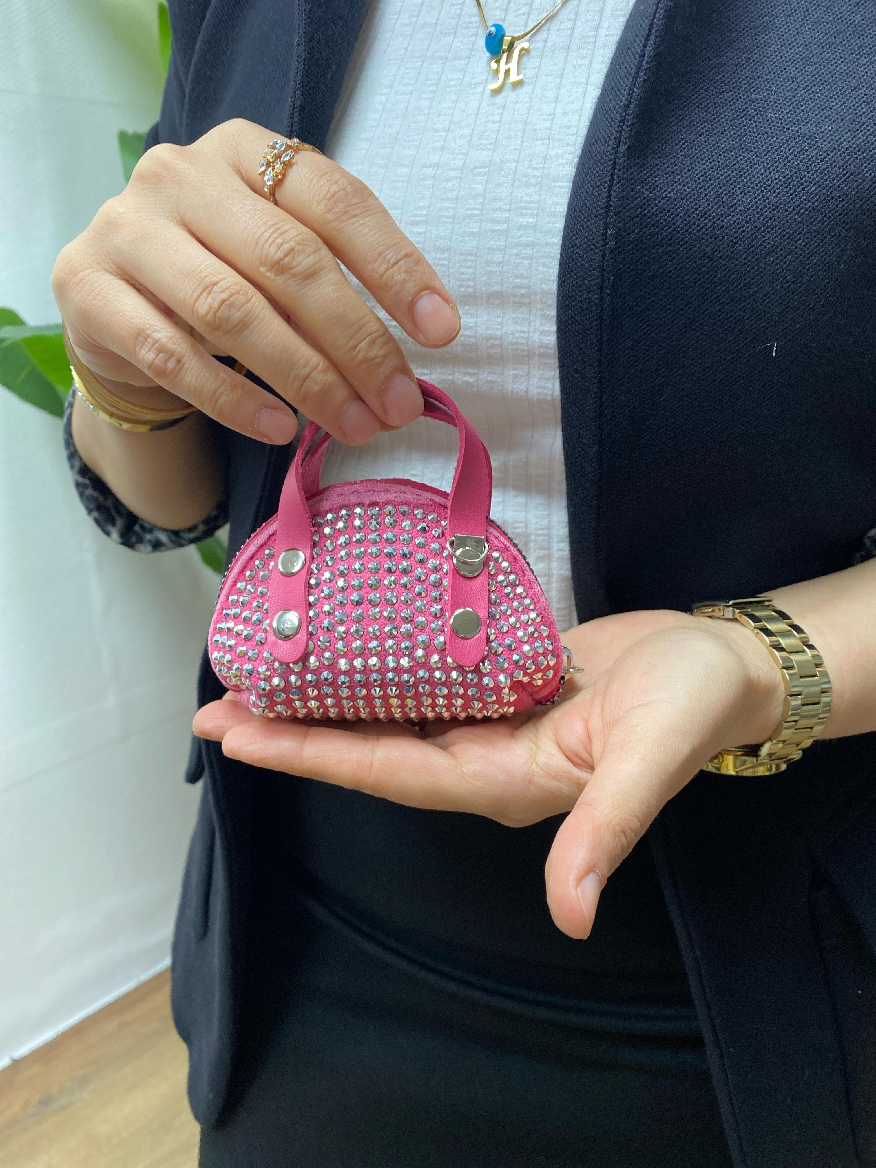 Mini Taşlı Çanta Minimal - PEMBE