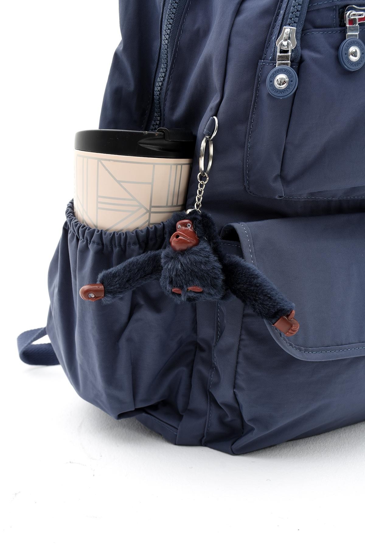 Unisex Suya Dayanıklı Kumaş Laptop Bölmeli Büyük Boy Açık Gri Renkli Okul Seyahat Sırt Çantası - LACİVERT