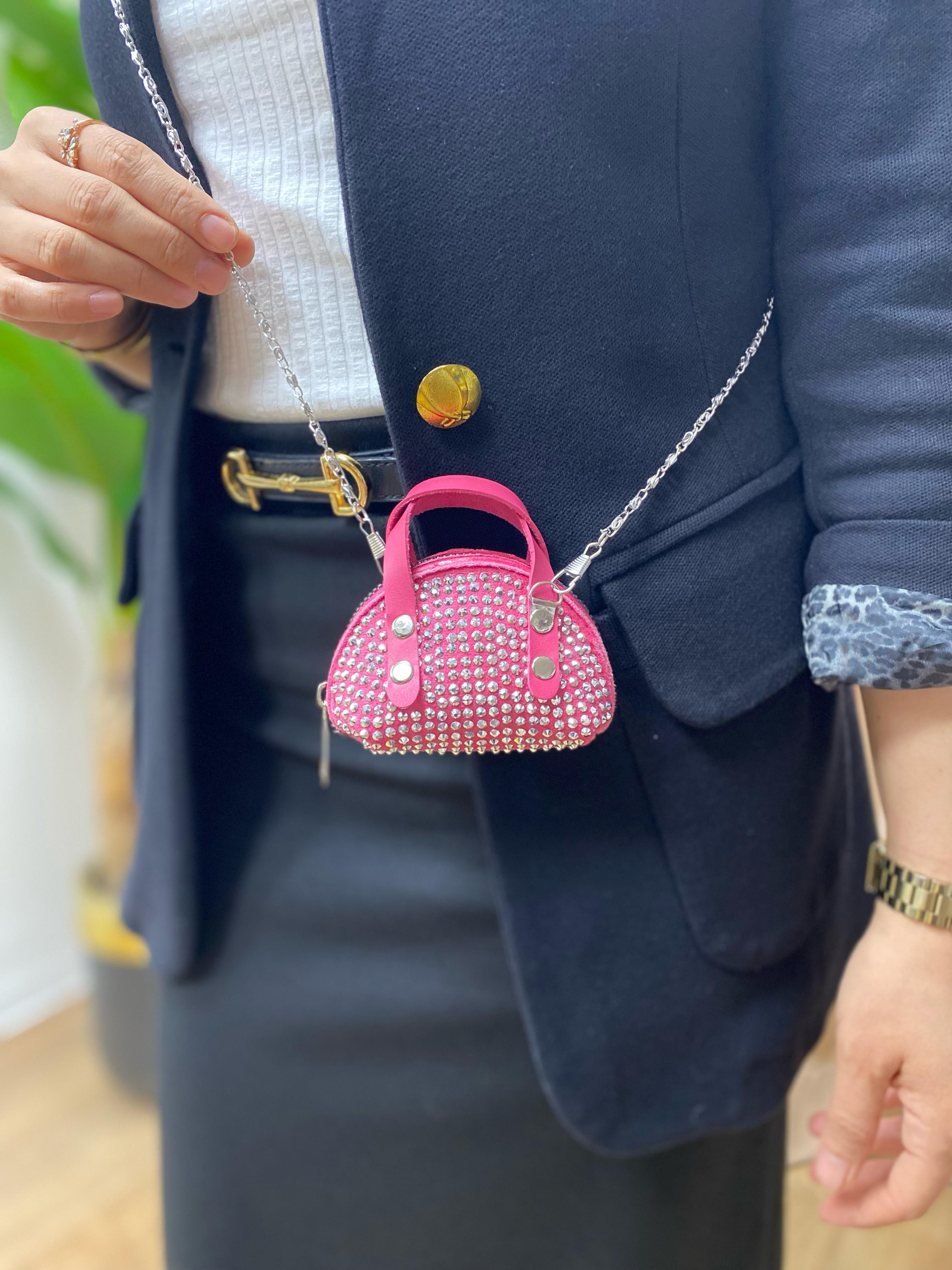 Mini Taşlı Çanta Minimal - PEMBE