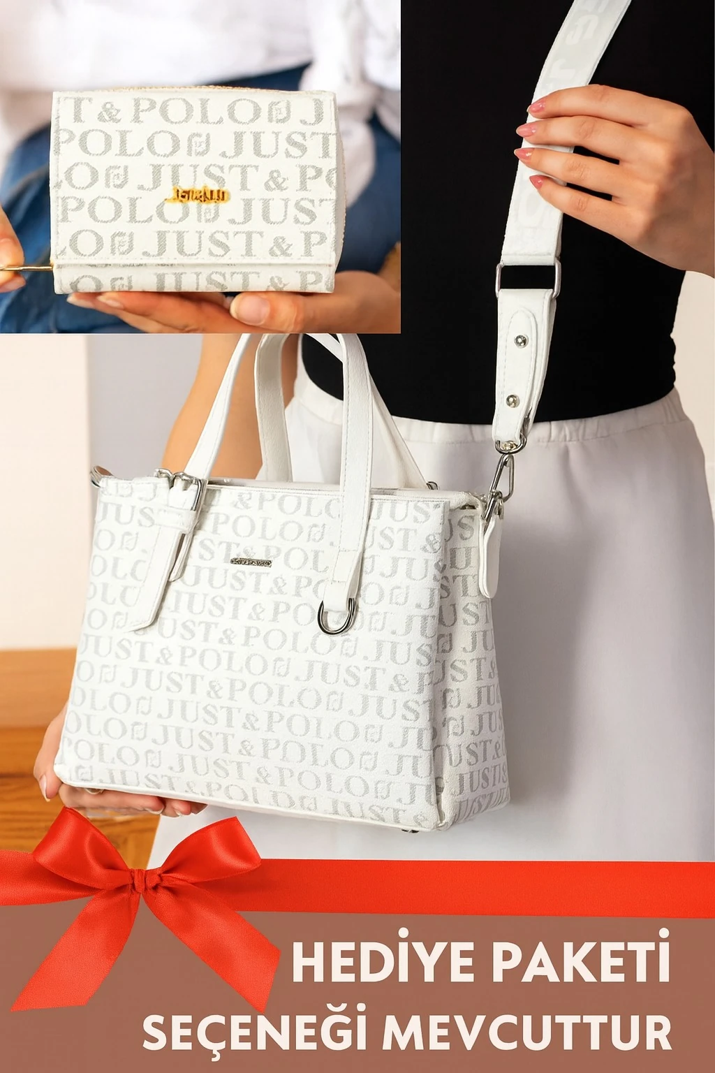 Çanta Cüzdan Kombin El Ve Omuz Çantası Çok Kullanışlı - BEYAZ