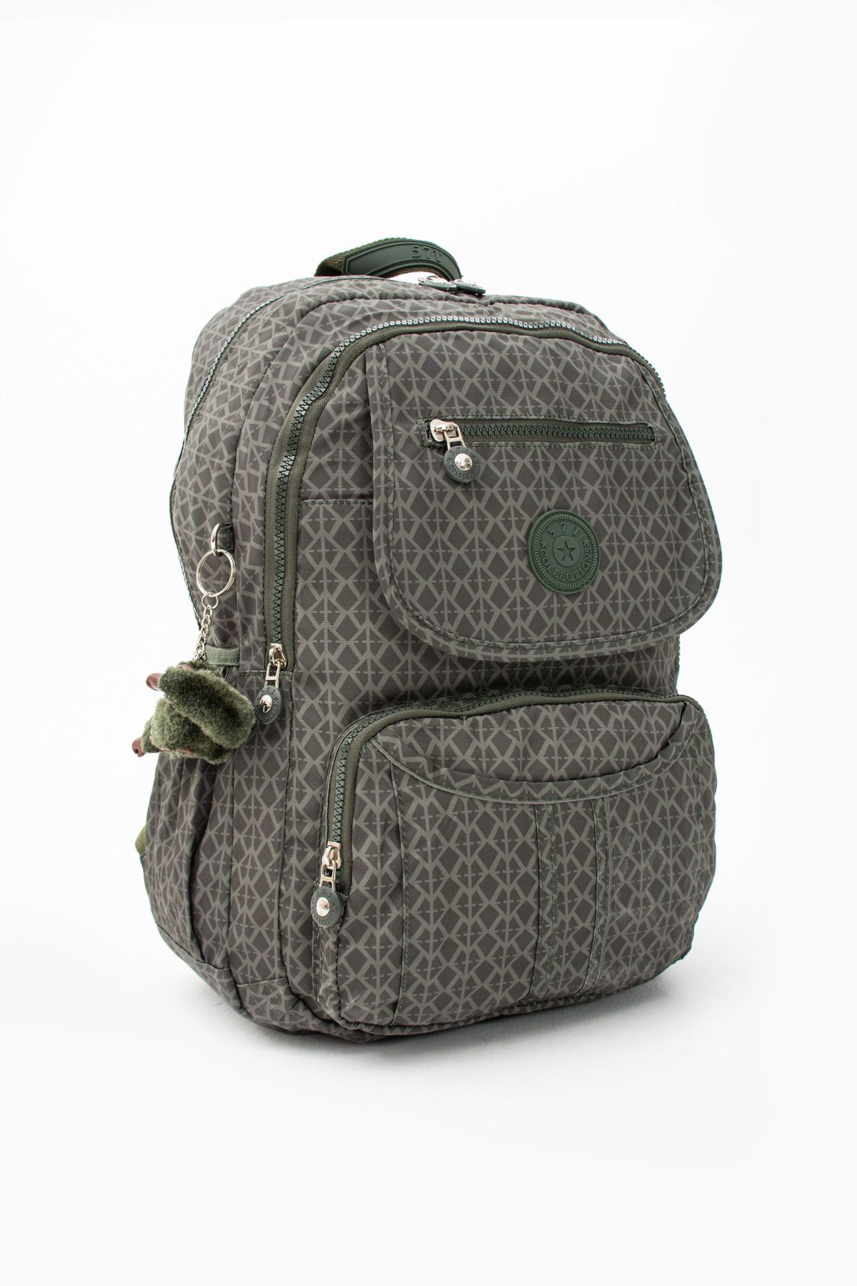 Eşsiz Tasarımlı Çok Bölmeli Su Geçirmez Unisex Okul Ve Seyahat Sırt Çantası - YEŞİL DESENLİ