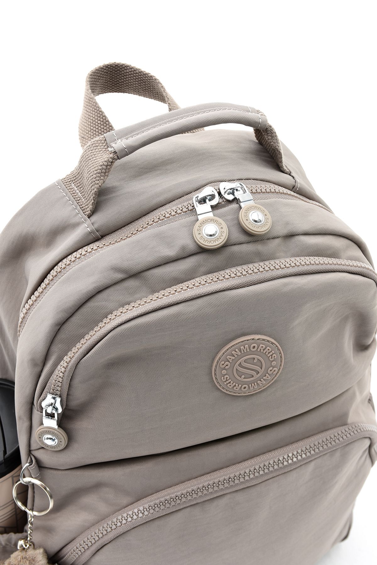 Unisex Suya Dayanıklı Kumaş Laptop Bölmeli 3 Gözlü Okul Seyahat Sırt Çantası - VİZON