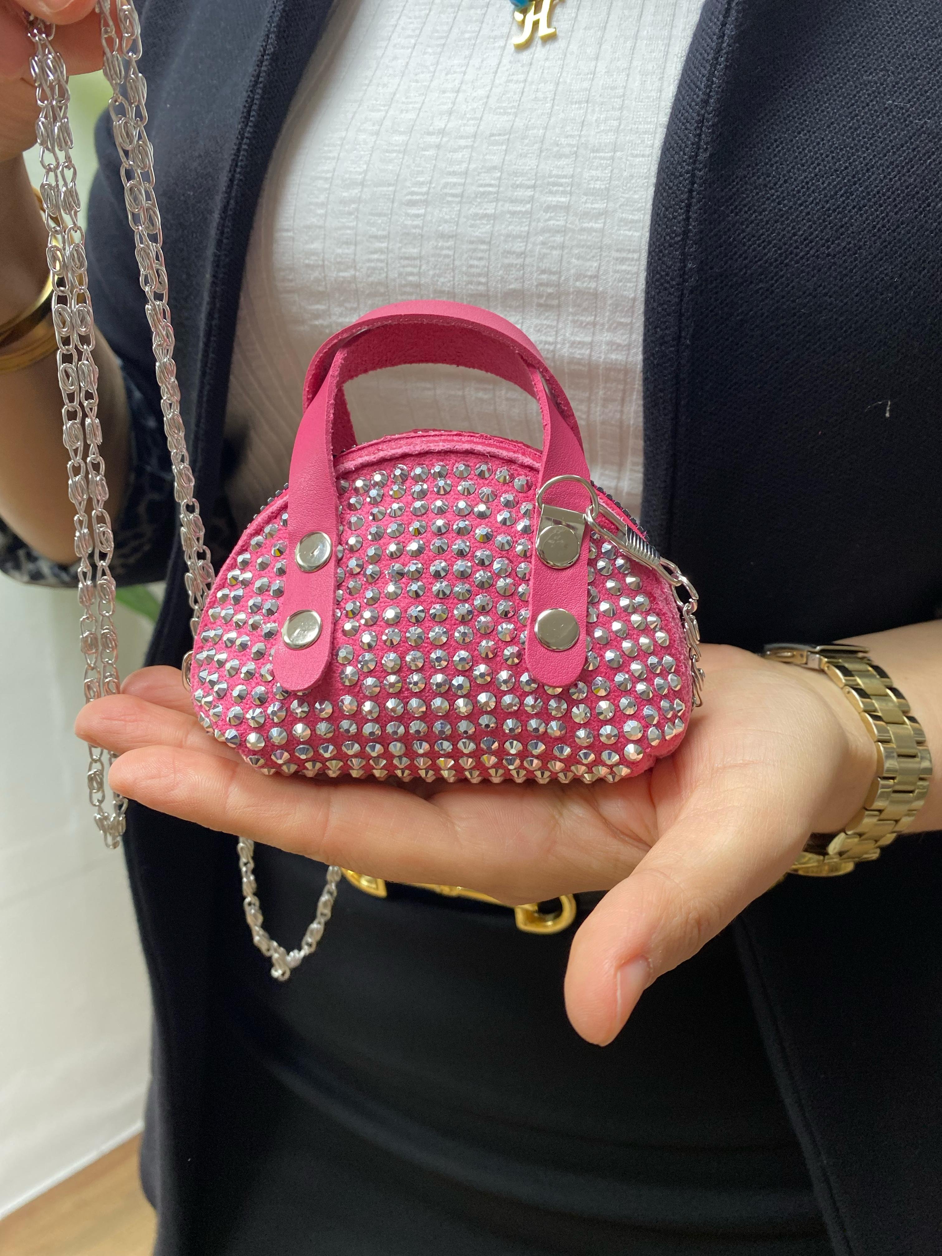 Mini Taşlı Çanta Minimal - PEMBE