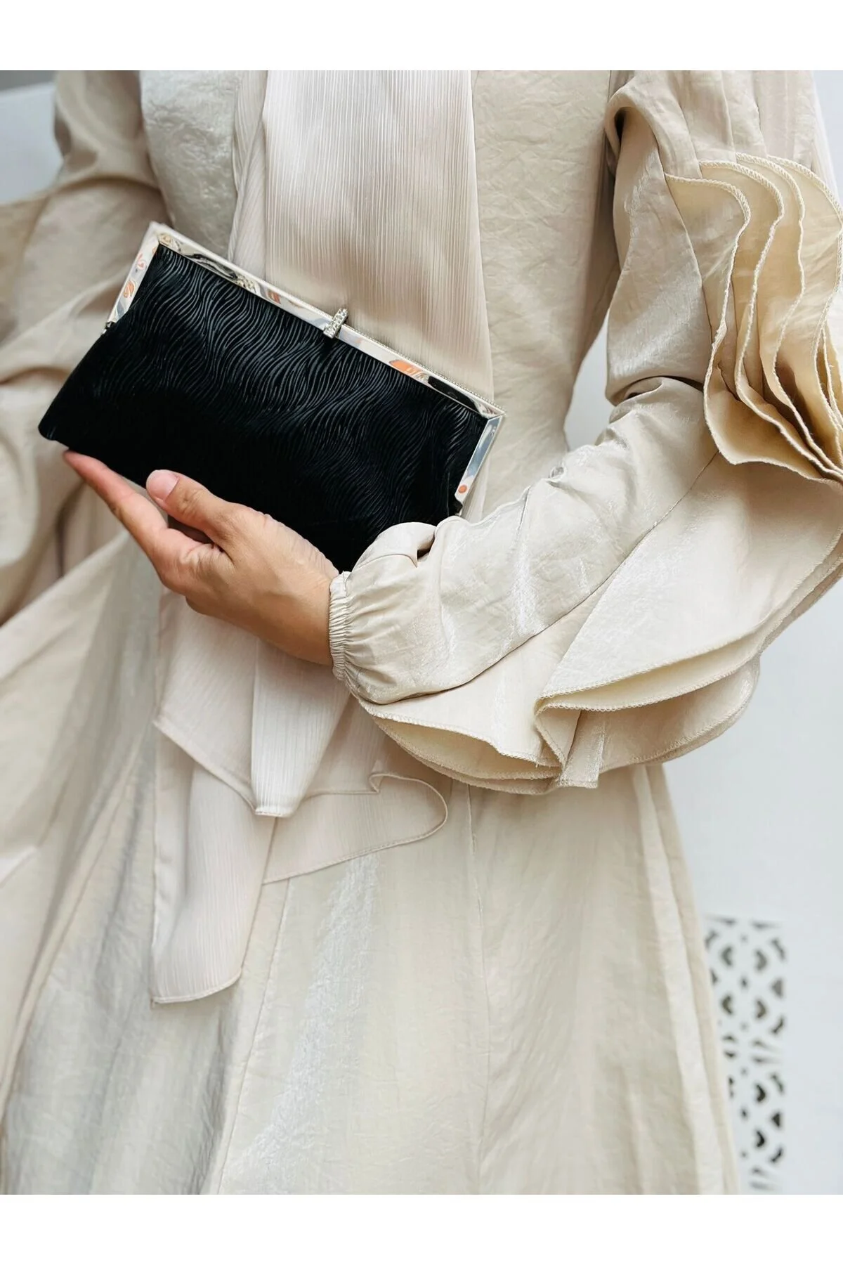 Taş Detaylı Çok Şık A kalite Abiye Çanta - SİYAH