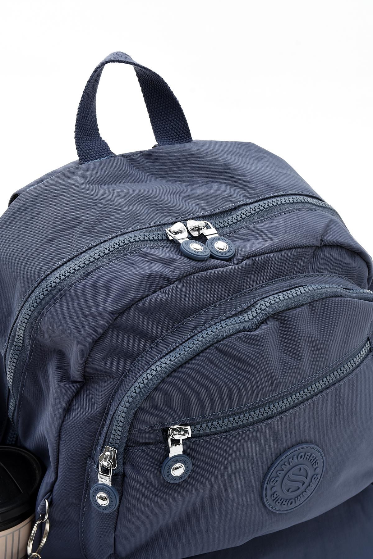Unisex Suya Dayanıklı Kumaş Laptop Bölmeli Büyük Boy Açık Gri Renkli Okul Seyahat Sırt Çantası - LACİVERT