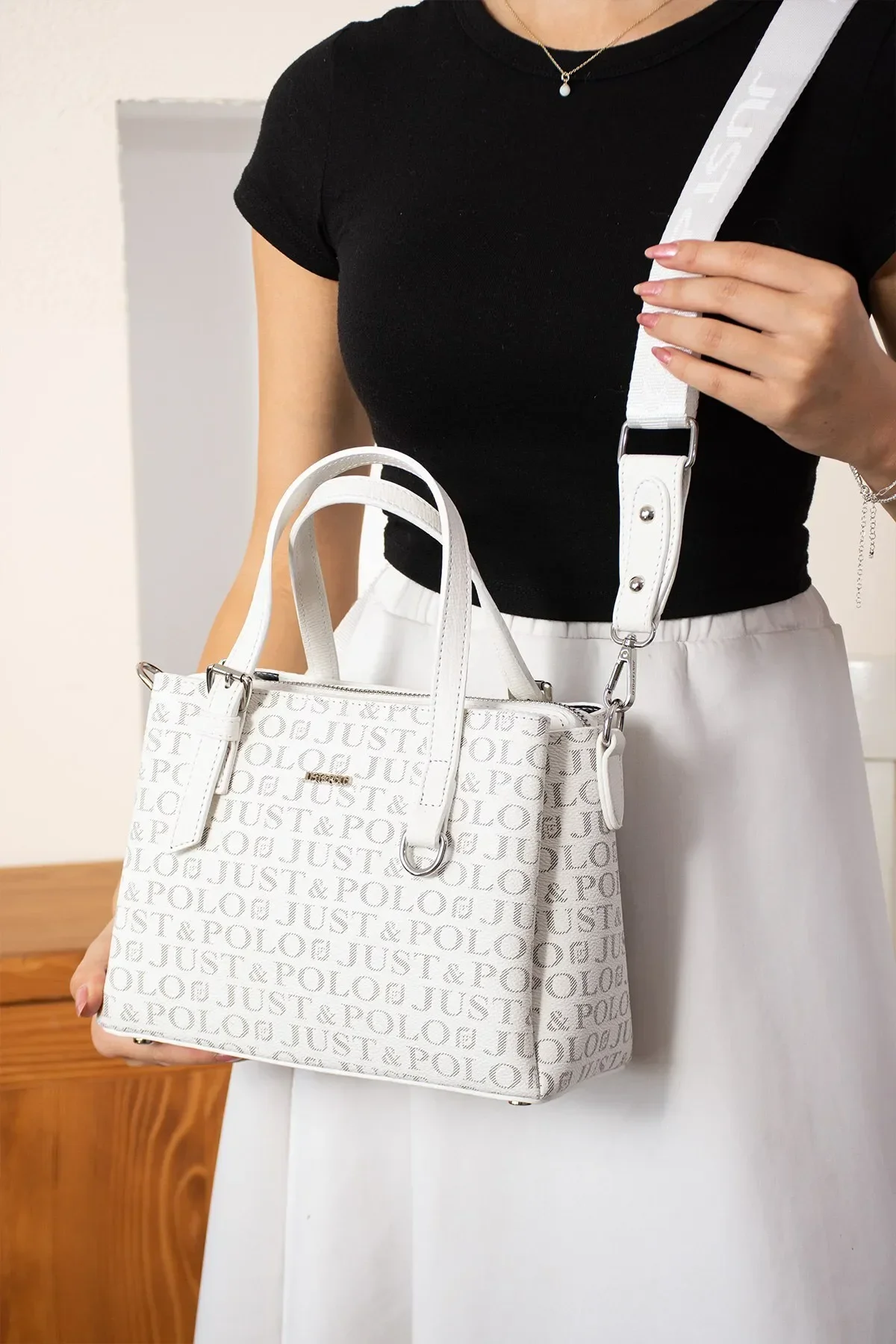 Çanta Cüzdan Kombin El Ve Omuz Çantası Çok Kullanışlı - BEYAZ