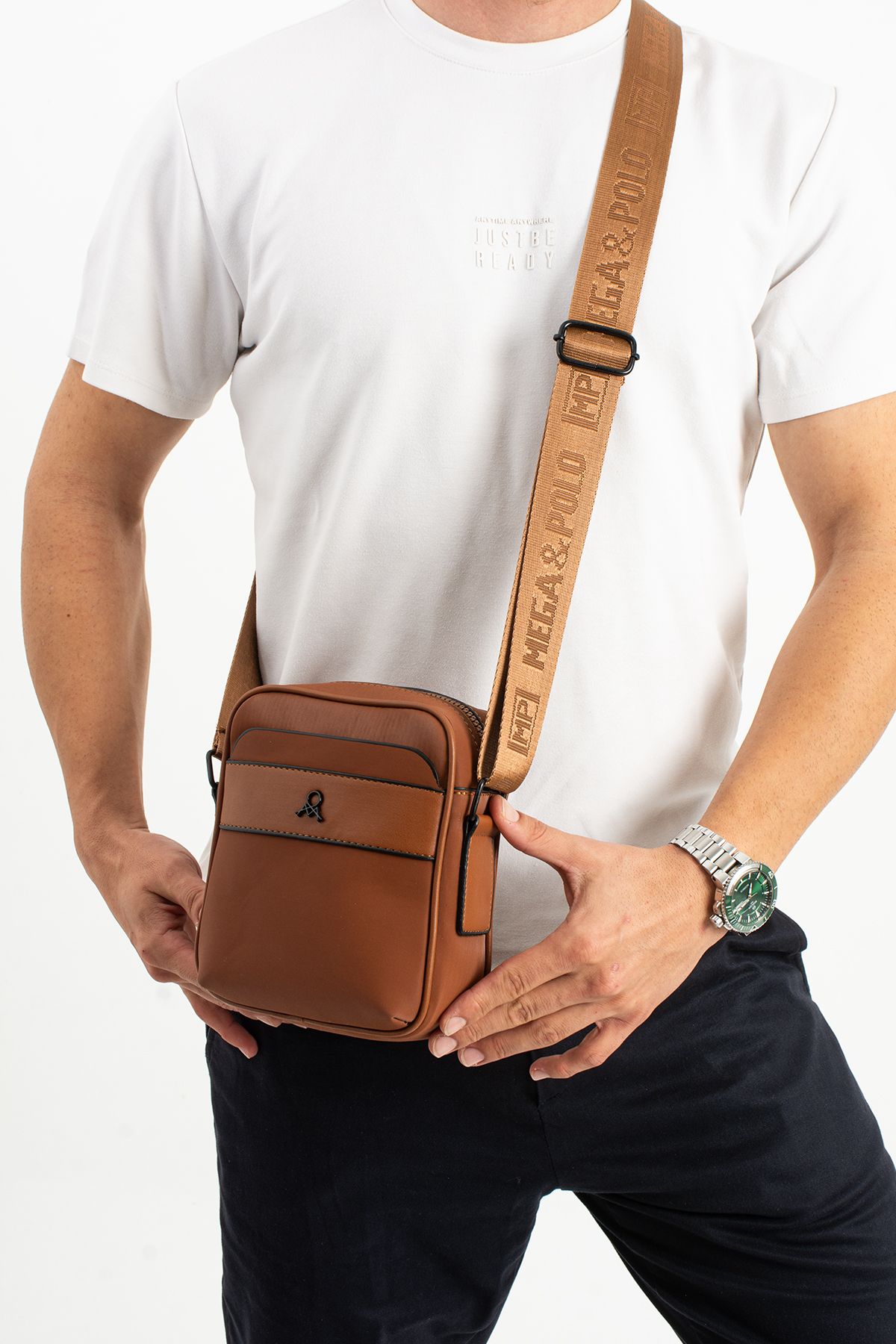 Erkek Günlük Spor Seyahat Çapraz Çanta Saten Kumaş Su İtici Hafif Omuz Göğüs Çantası - TABA