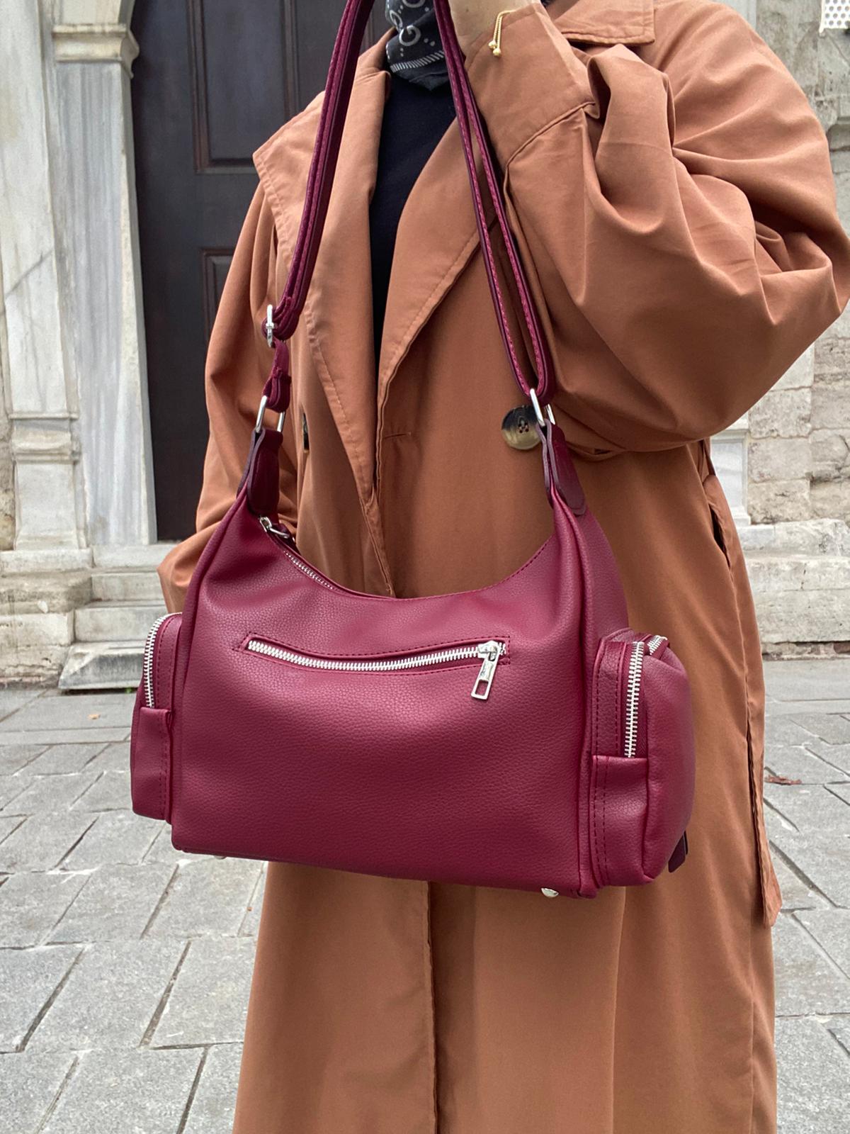 8 BÖLMELİ ASTARLI UZUN ASKILI ÇAPRAZ VE OMUZ ÇANTASI - BORDO