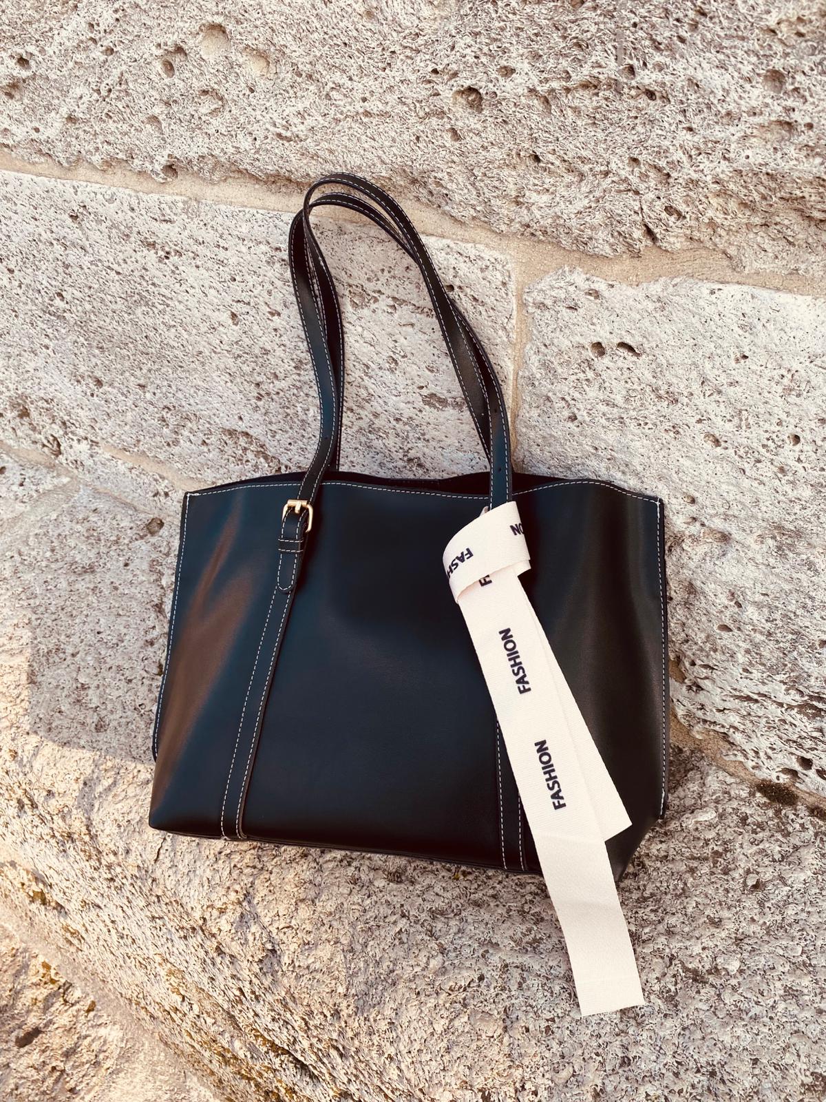 2 Bölmeli Çok Şık Büyük Boy Yumuşak Deri Omuz Çantası - SİYAH