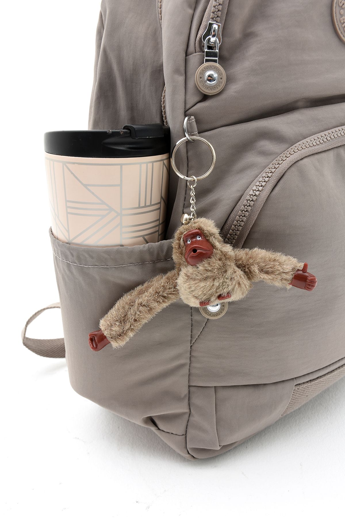 Unisex Suya Dayanıklı Kumaş Laptop Bölmeli 3 Gözlü Okul Seyahat Sırt Çantası - VİZON