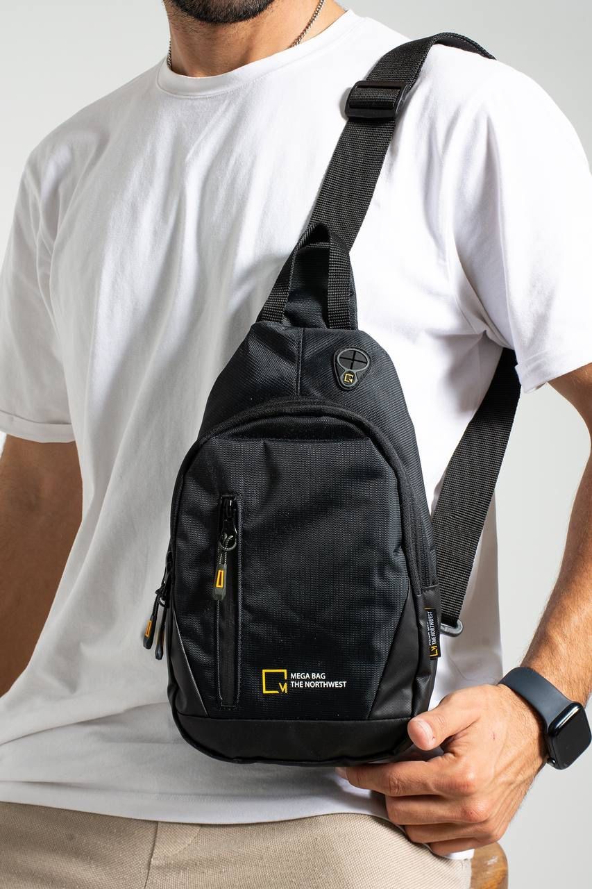 Siyah Paraşüt Kumaş Erkek Badybag Çantası