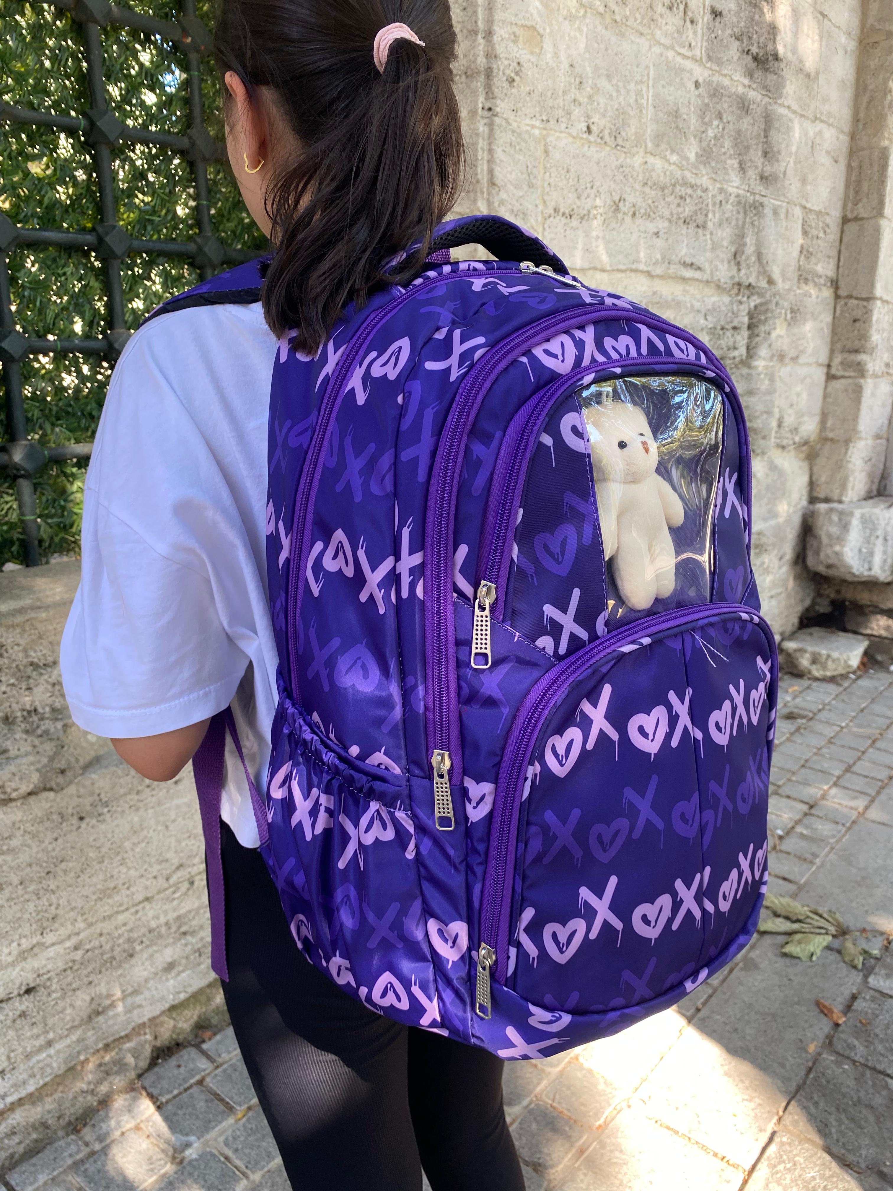 Mor Ayıcık Hediyeli Okul Sırt Çantası