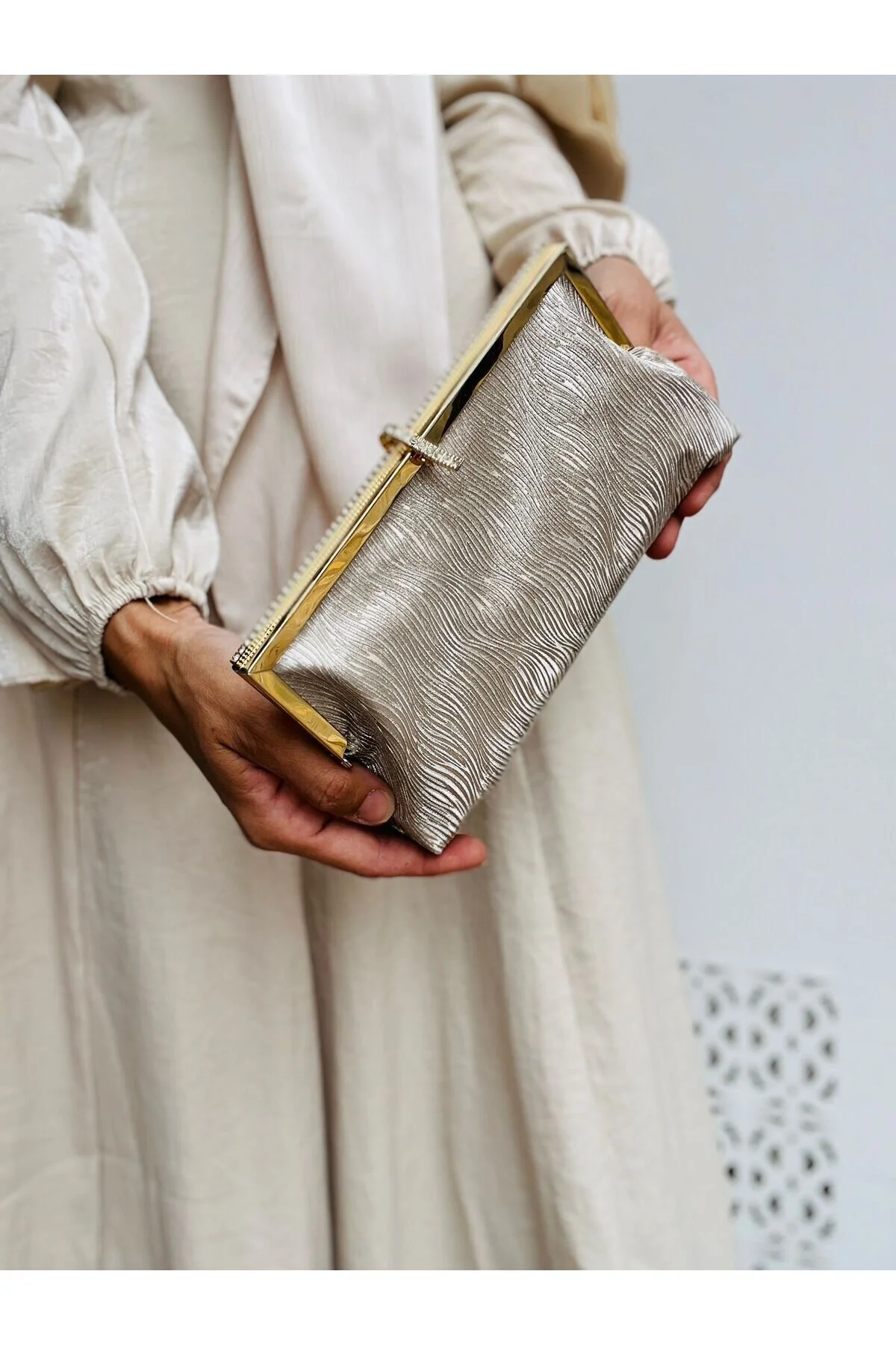 Çok Şık A kalite Taş Detaylı Çanta Cüzdan Kombin - GOLD