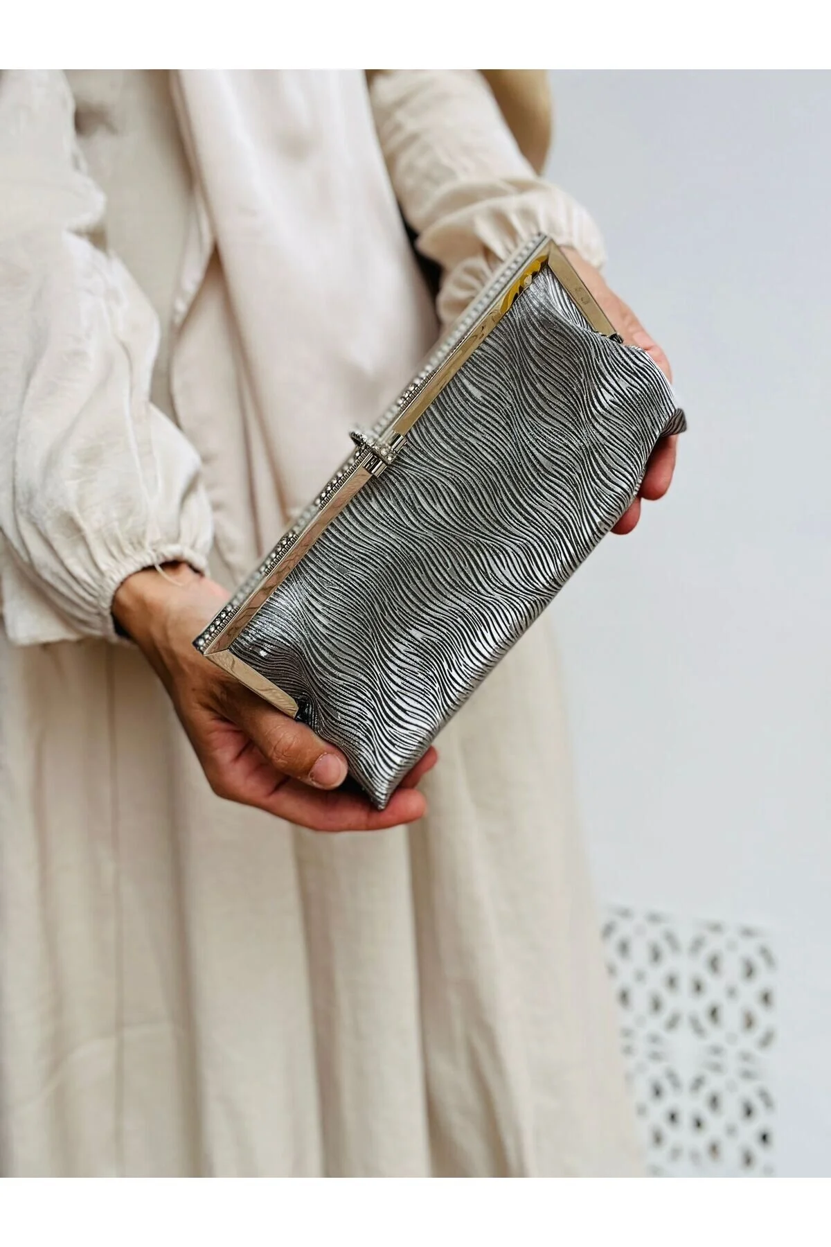 Çok Şık A kalite Taş Detaylı Çanta Cüzdan Kombin - ANTRESİT