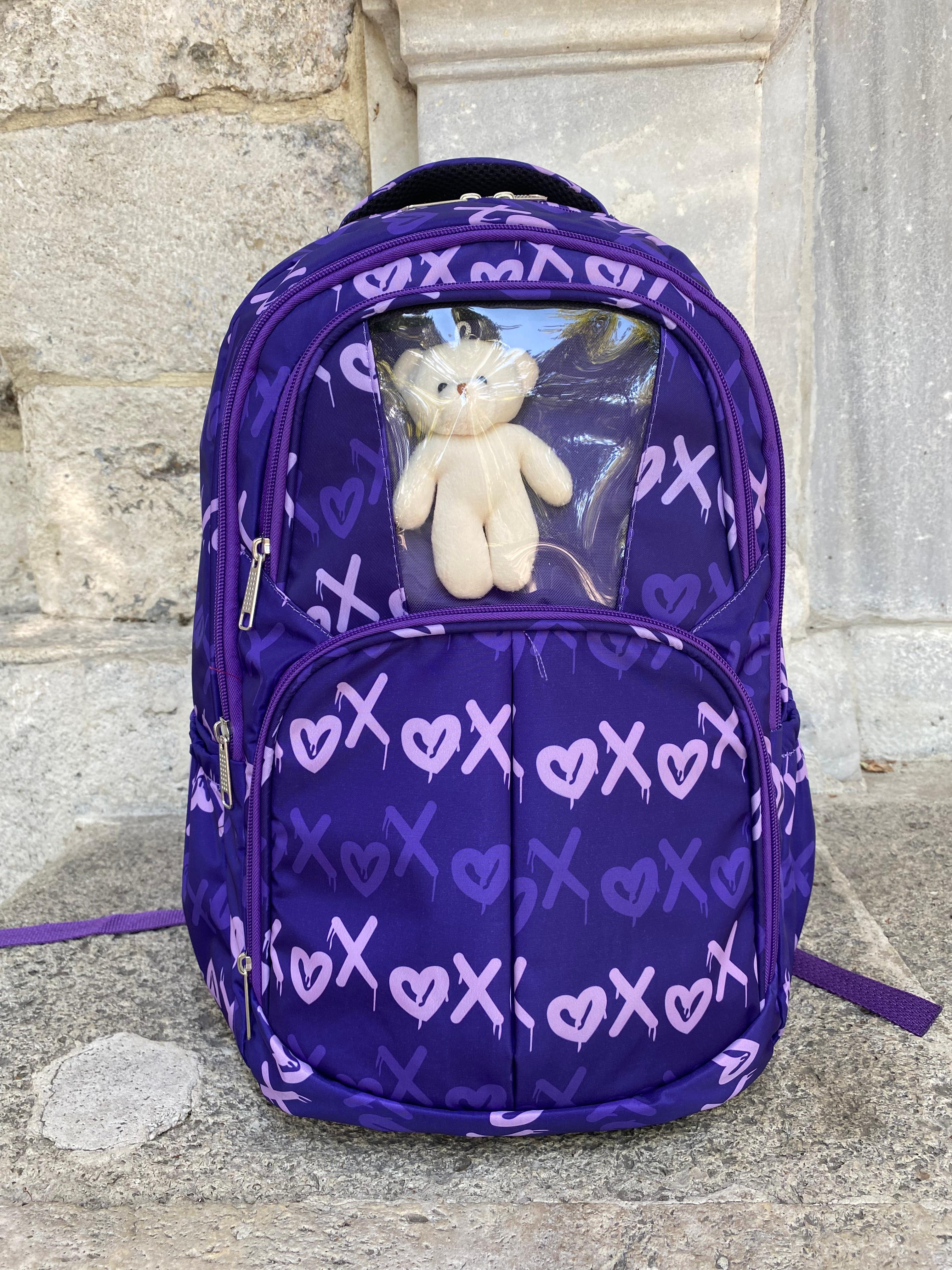Mor Ayıcık Hediyeli Okul Sırt Çantası