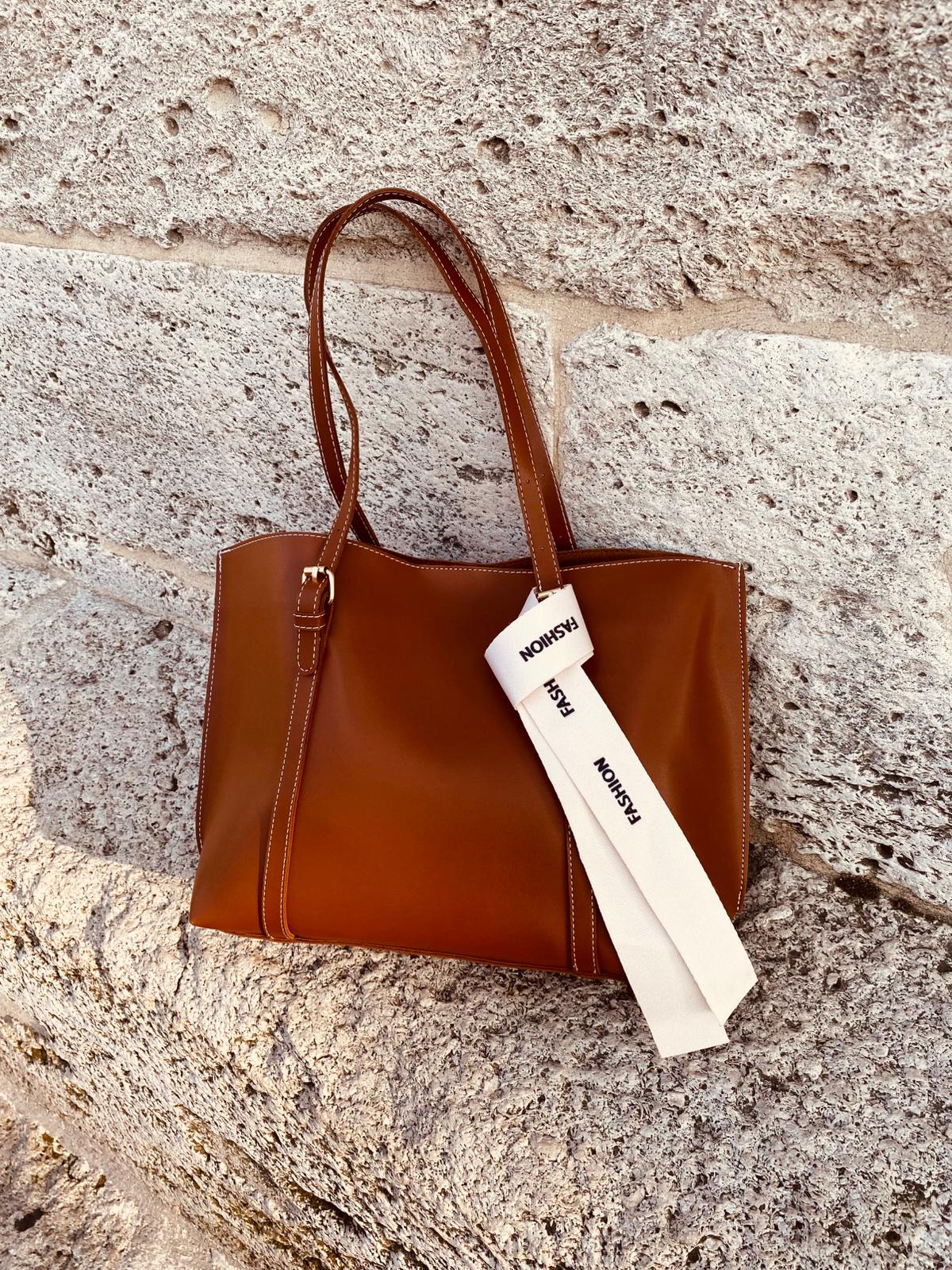 2 Bölmeli Çok Şık Büyük Boy Yumuşak Deri Omuz Çantası