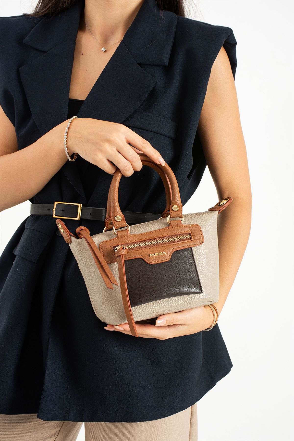 Çok Şık El Ve Omuz Çantası - BEJ-KAHVE