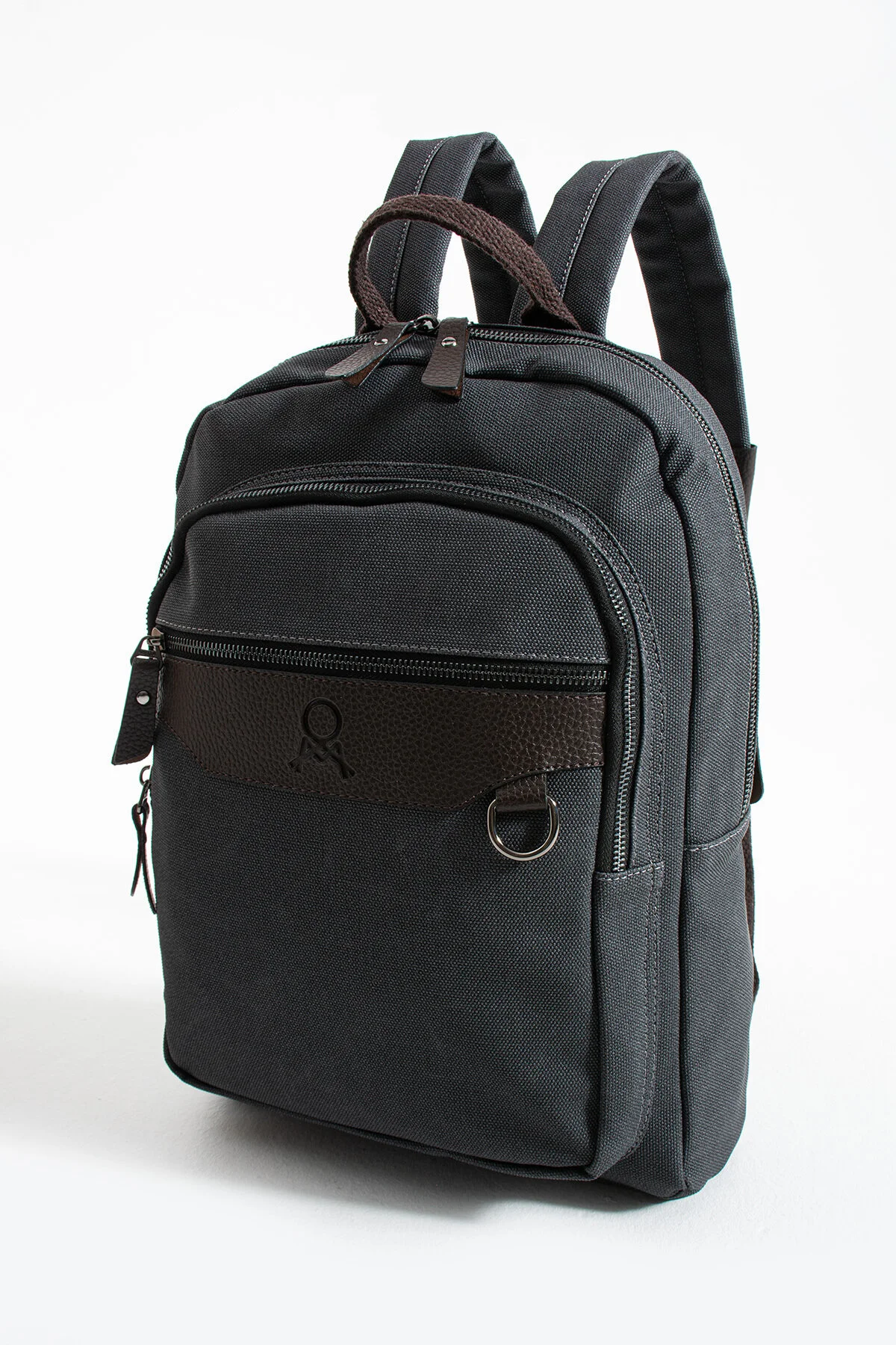 Premium Kanvas Kumaş Sırt Çantası Business Çanta 1.sınıf Kaliteli Kumaş Çanta - SİYAH-KAHVERENGİ