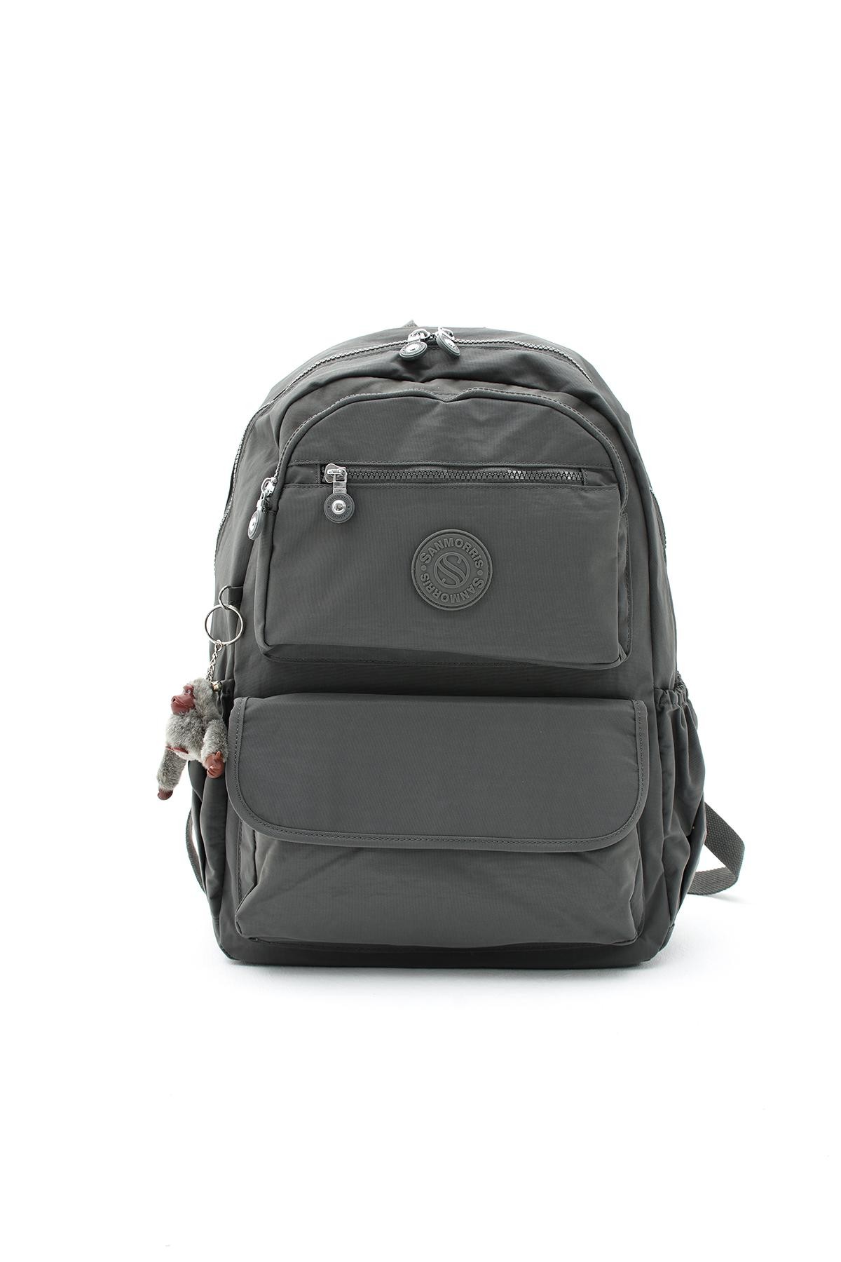 Unisex Suya Dayanıklı Kumaş Laptop Bölmeli Büyük Boy Açık Gri Renkli Okul Seyahat Sırt Çantası - ANTRESİT-GRİ