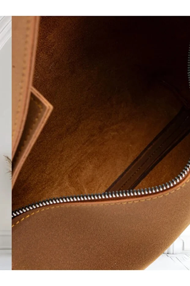 Süet Çift Saplı İç Cep Detaylı Kadın Kol Çantası